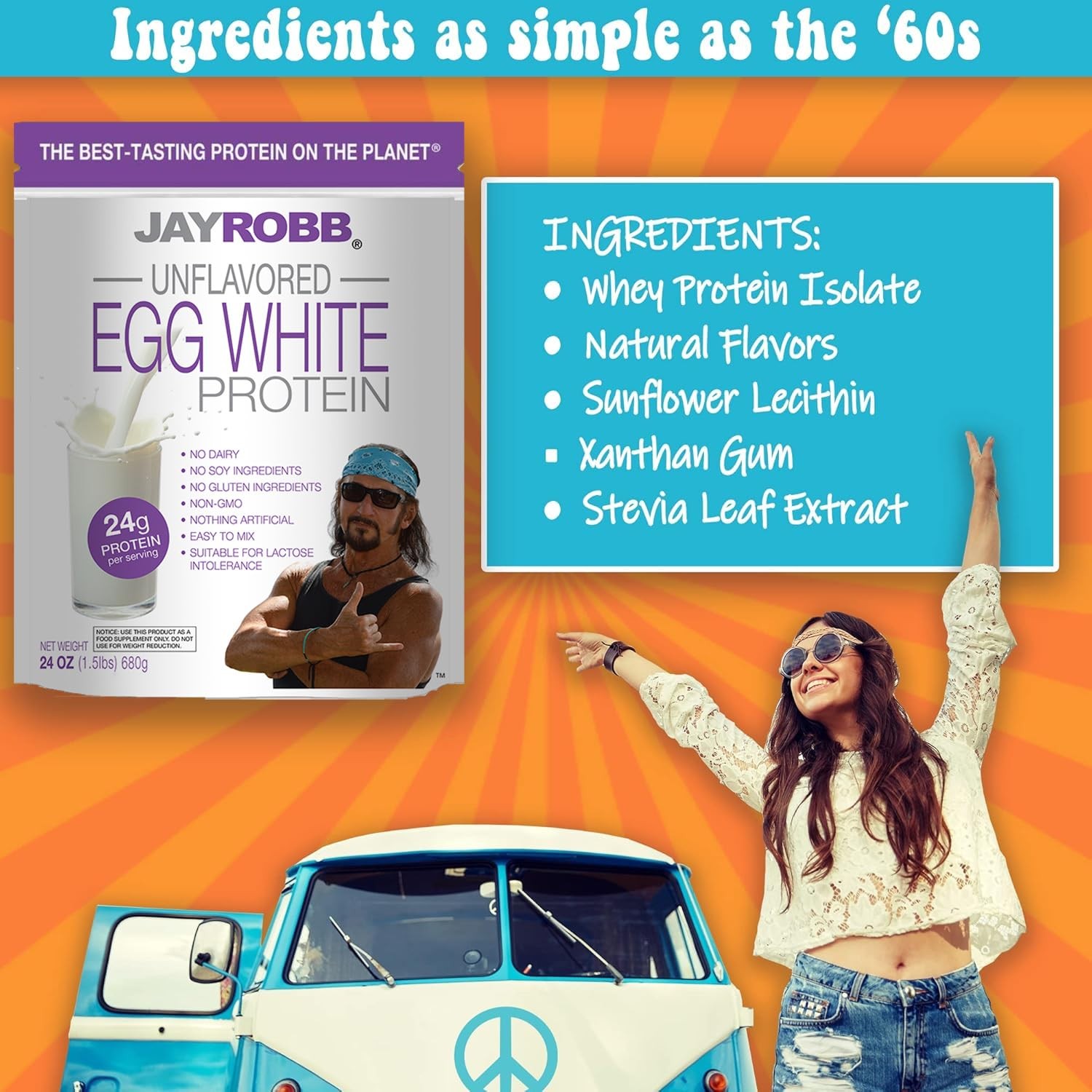 JAYROBB Unflavored Egg White Protein 24 oz, 1.5 Pound Bag
