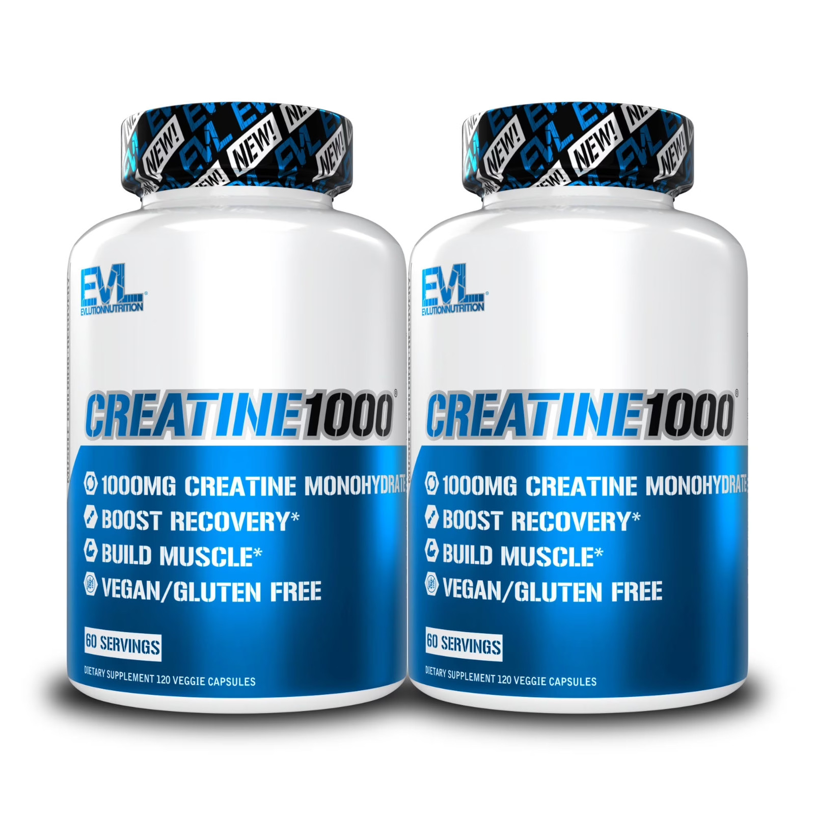 (2 Pack) Creatine Monohydrate Pills 120Ct – EVL Nutrition Muscle Builder & Recov