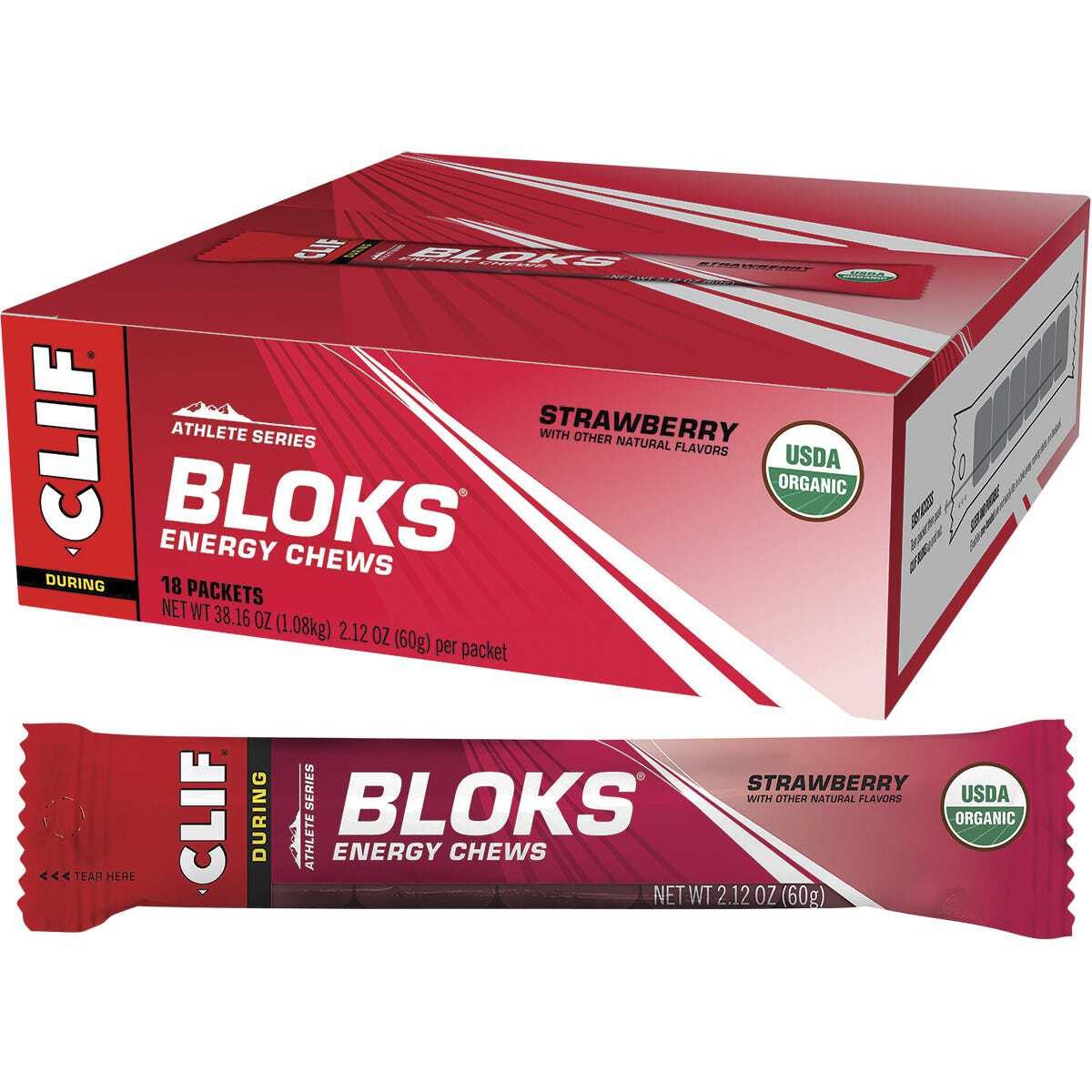 CLIF Bloks Energy Chews Strawberry 60g (Pack of 18)
