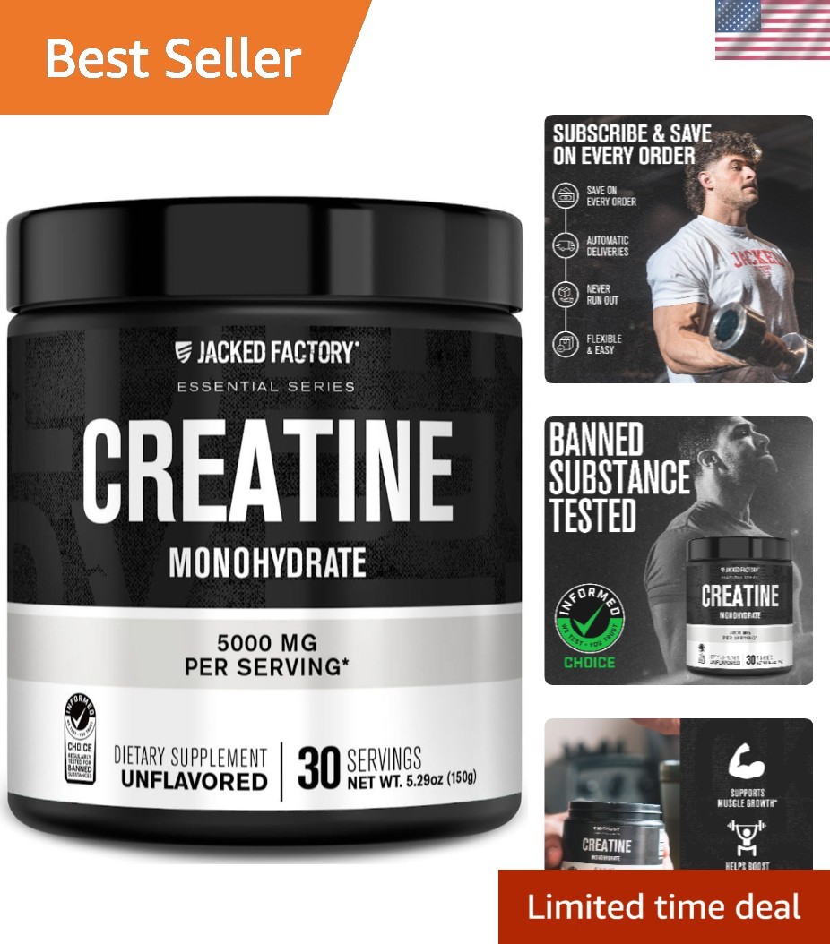 Unflavored Creatine Monohydrate Powder 150g – 30 Servings for Active Individuals