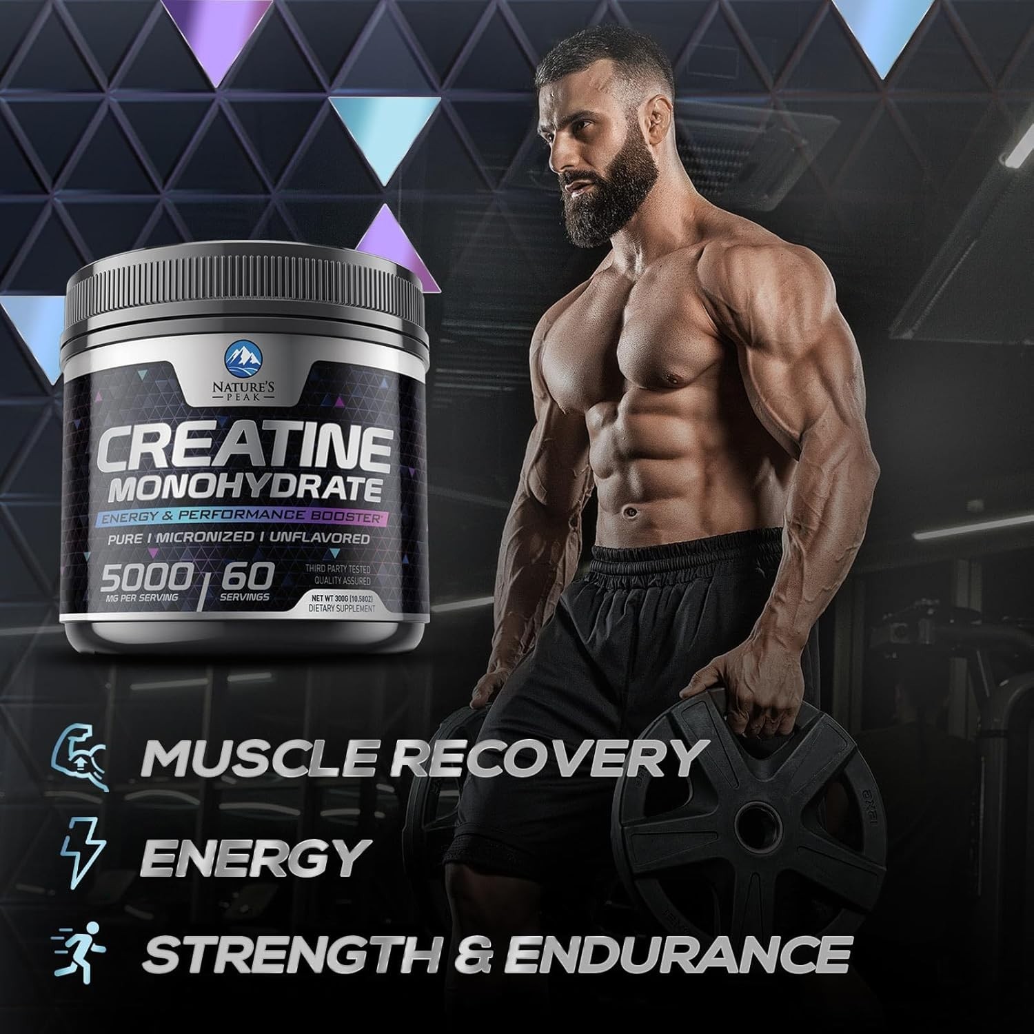 Creatine Monohydrate 5000Mg per Serving – Pure Micronized Creatine Powder Supple