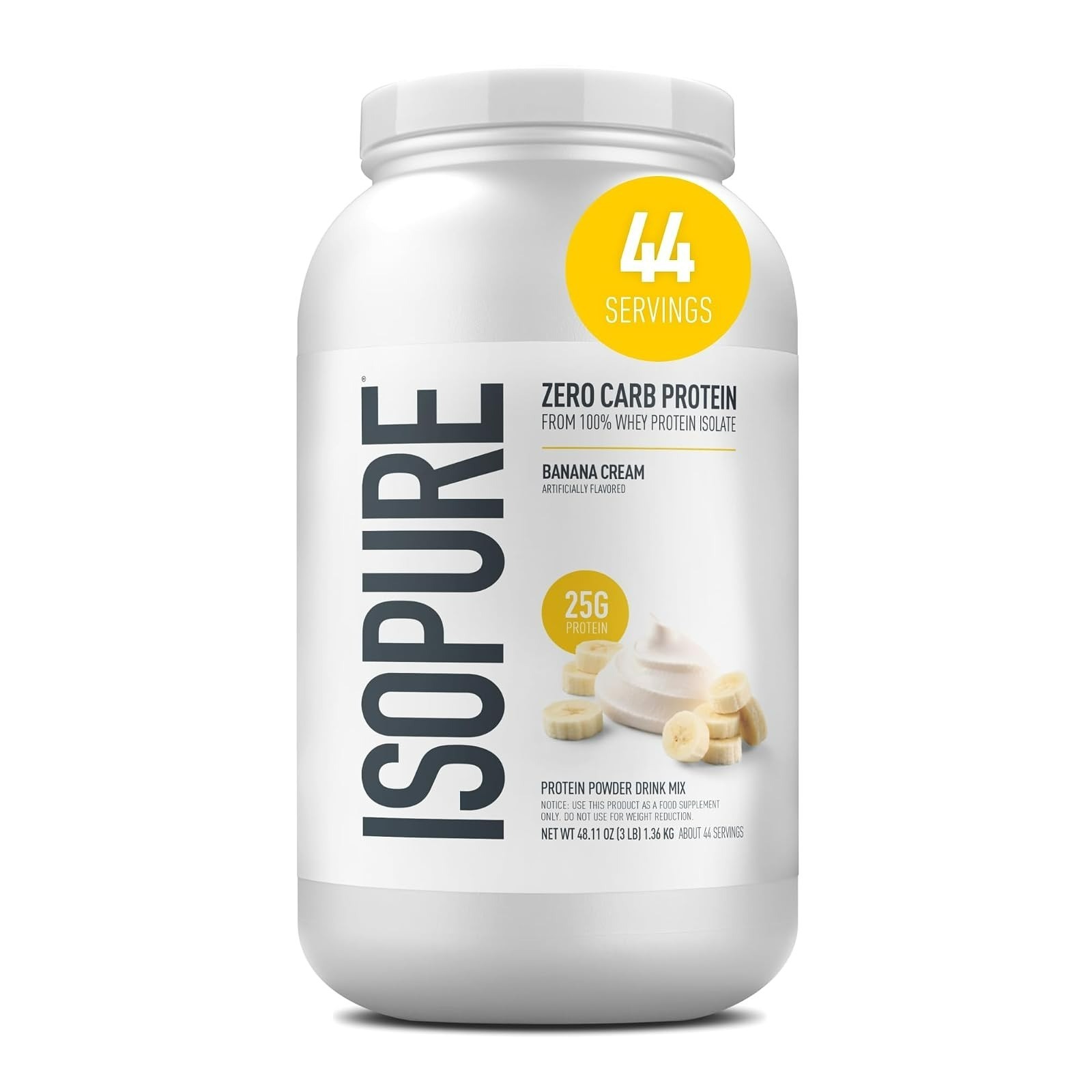 Isopure Zero Carb Whey Isolate Protein Powder, Creamy Vanilla, 25g Protein