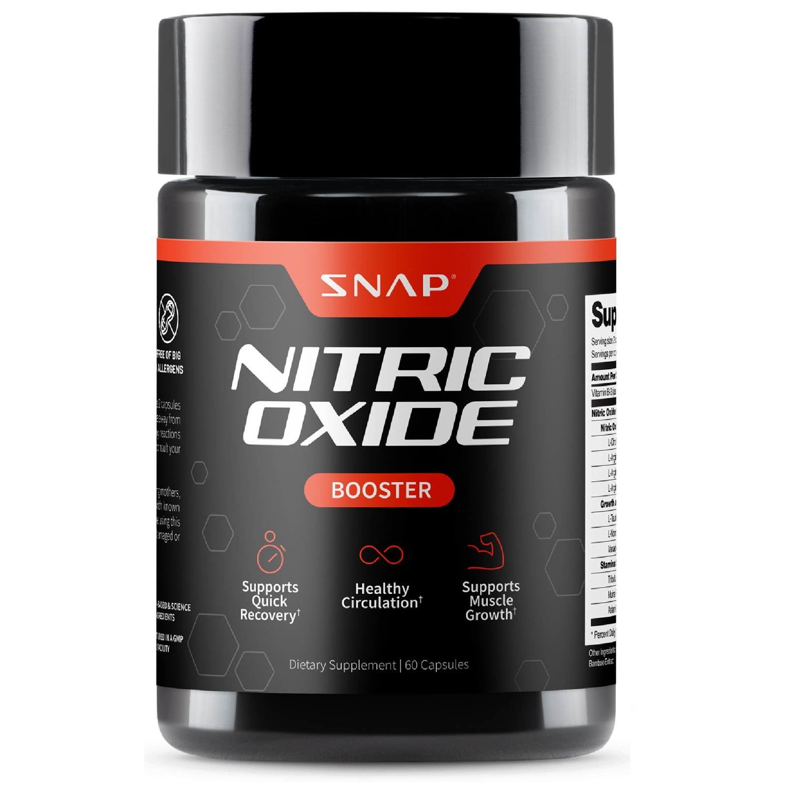 SNAP Nitric Oxide Booster 1500mg L-Arginine L-Citrulline 12 PACK