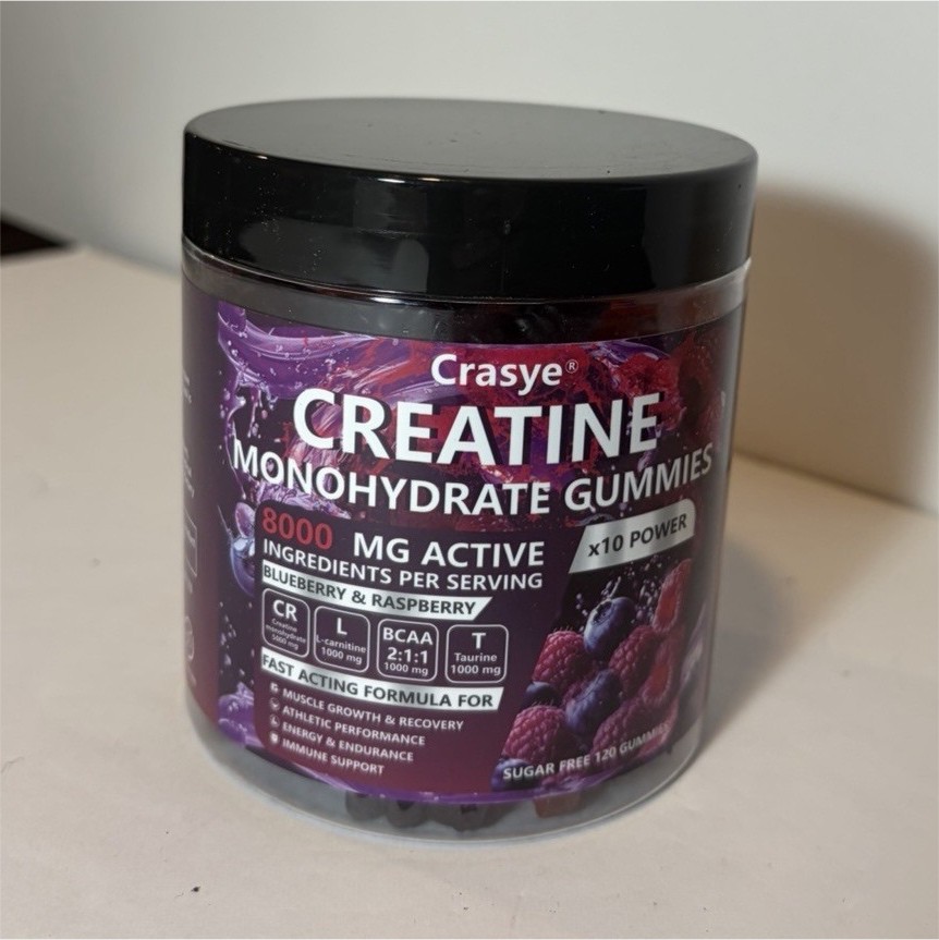 Crasye Creatine Monohydrate Gummies Blueberry & Raspberry Sugar-Free 8000mg