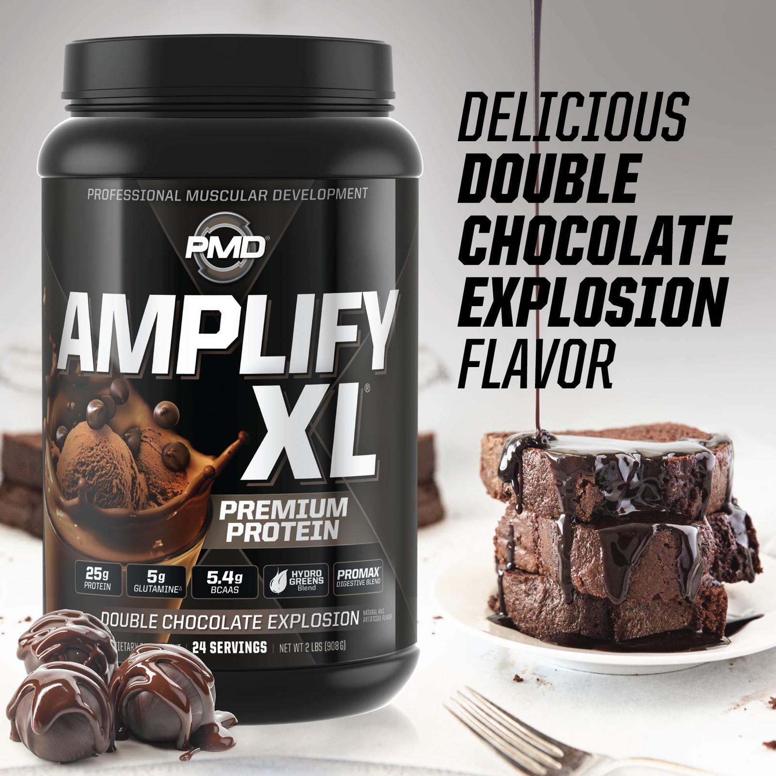 Amplify XL Chocolate Protein Powder 2 Pound Lean Muscle Recovery Supplement