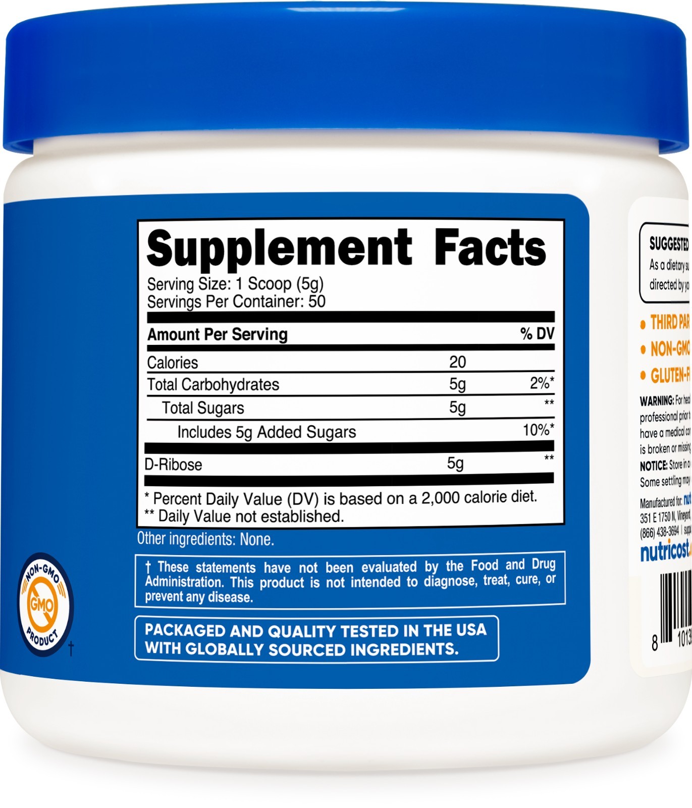Nutricost Pure D-Ribose Powder (250 Grams) – High Quality D-Ribose