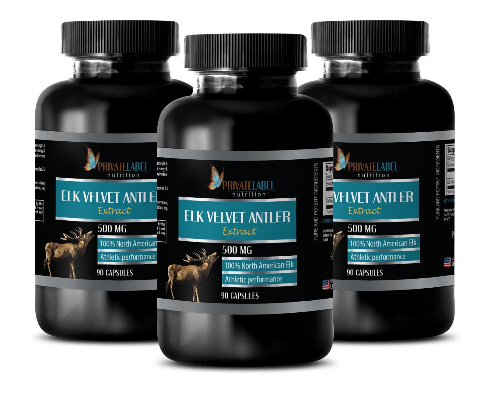 Deer Antler Velvet Extract Powder – Elk Velvet Antler 500mg (270 Capsules, 3 B)