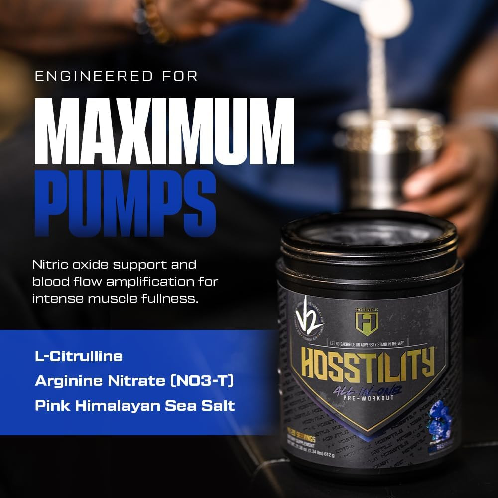 HOSSTILE Hosstility V2 Pre-Workout Powder, All-in-One Pre-Workout Supplement for