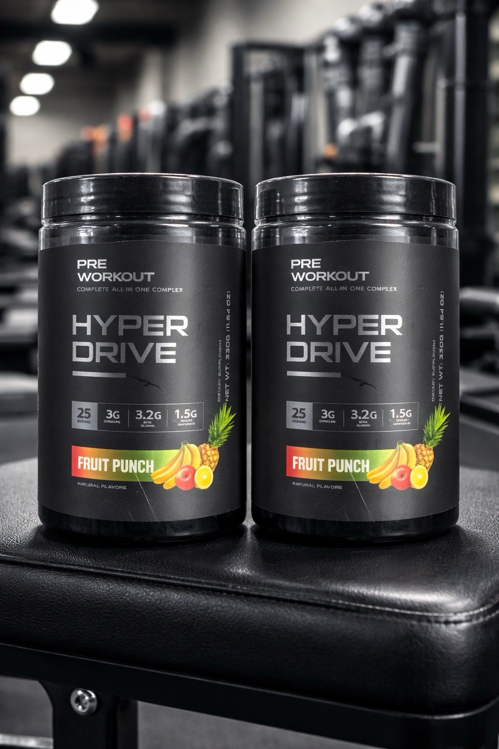 2 Hyper Drive Pre Workout Fruit Punch 330g 25 Servings All-In-One Complex 01/27