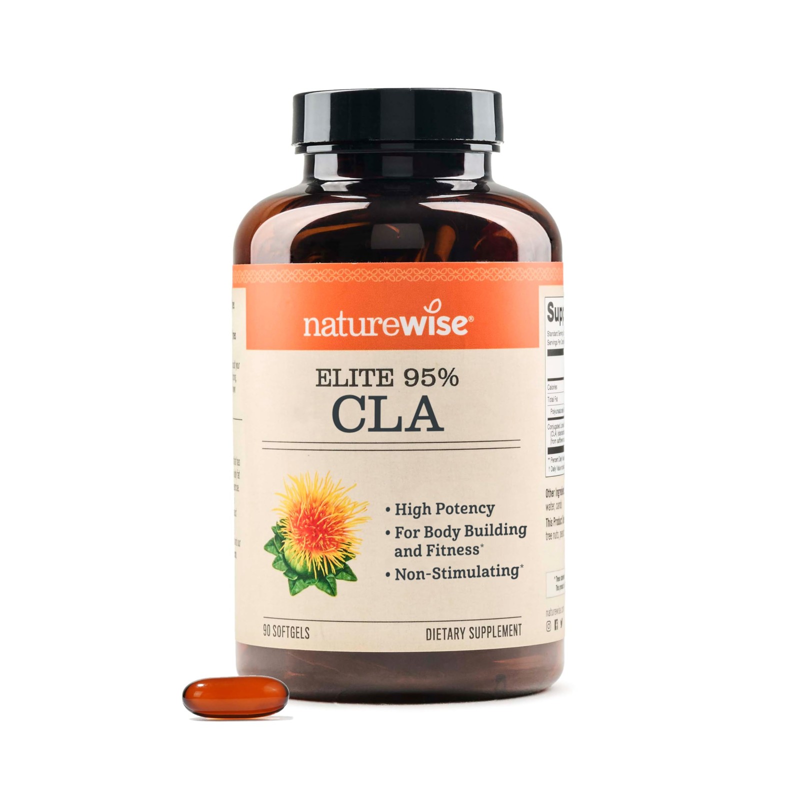 NatureWise CLA 1300 – 95% Active Conjugated 90 Count (Pack of 1), Brown