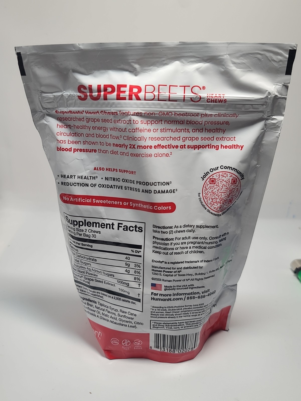 HumanN – SUPER BEETS HEART CHEWS, Pomegranate, 60 COUNT, New & Sealed, EXP 01/27