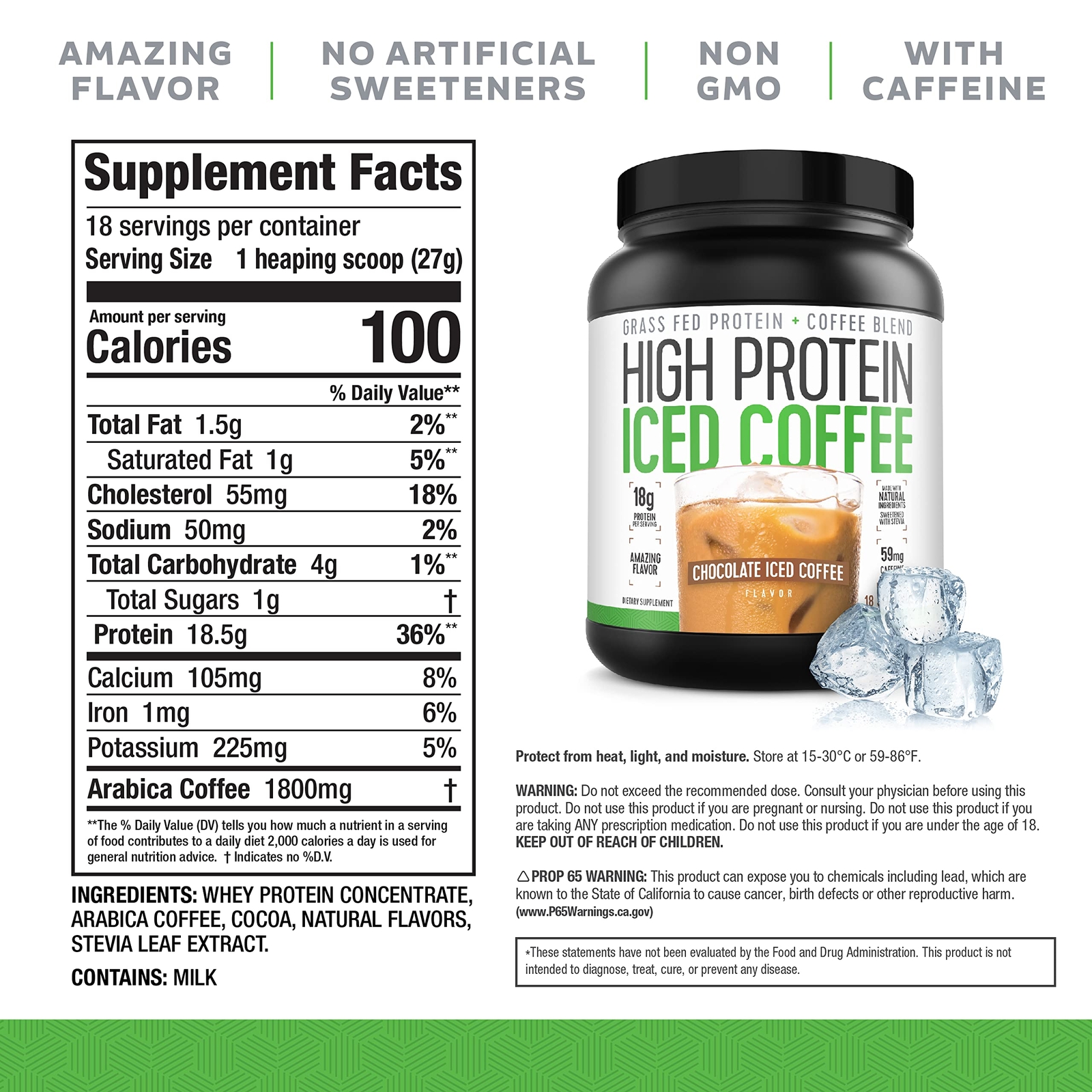 High Protein Coffee Keto Friendly 18g of Protein 2g Carbs Natural Ingredients…