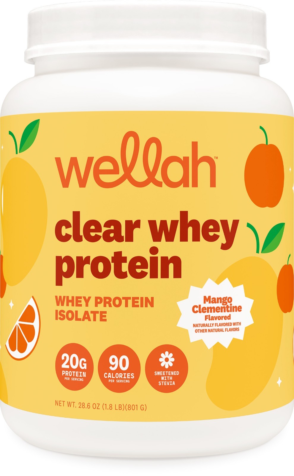 Wellah Clear Whey Protein Isolate Powder (Mango Clementine) 30 Servings