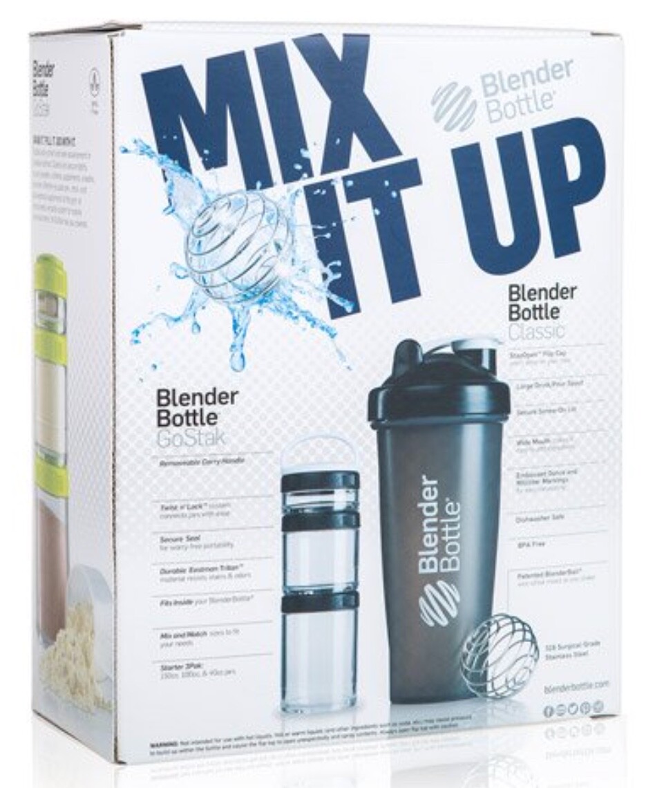 BLENDERBOTTLE COMBO PACK 28-OUNCE BOTTLE AND 3-PIECE GOSTAK CONTAINER