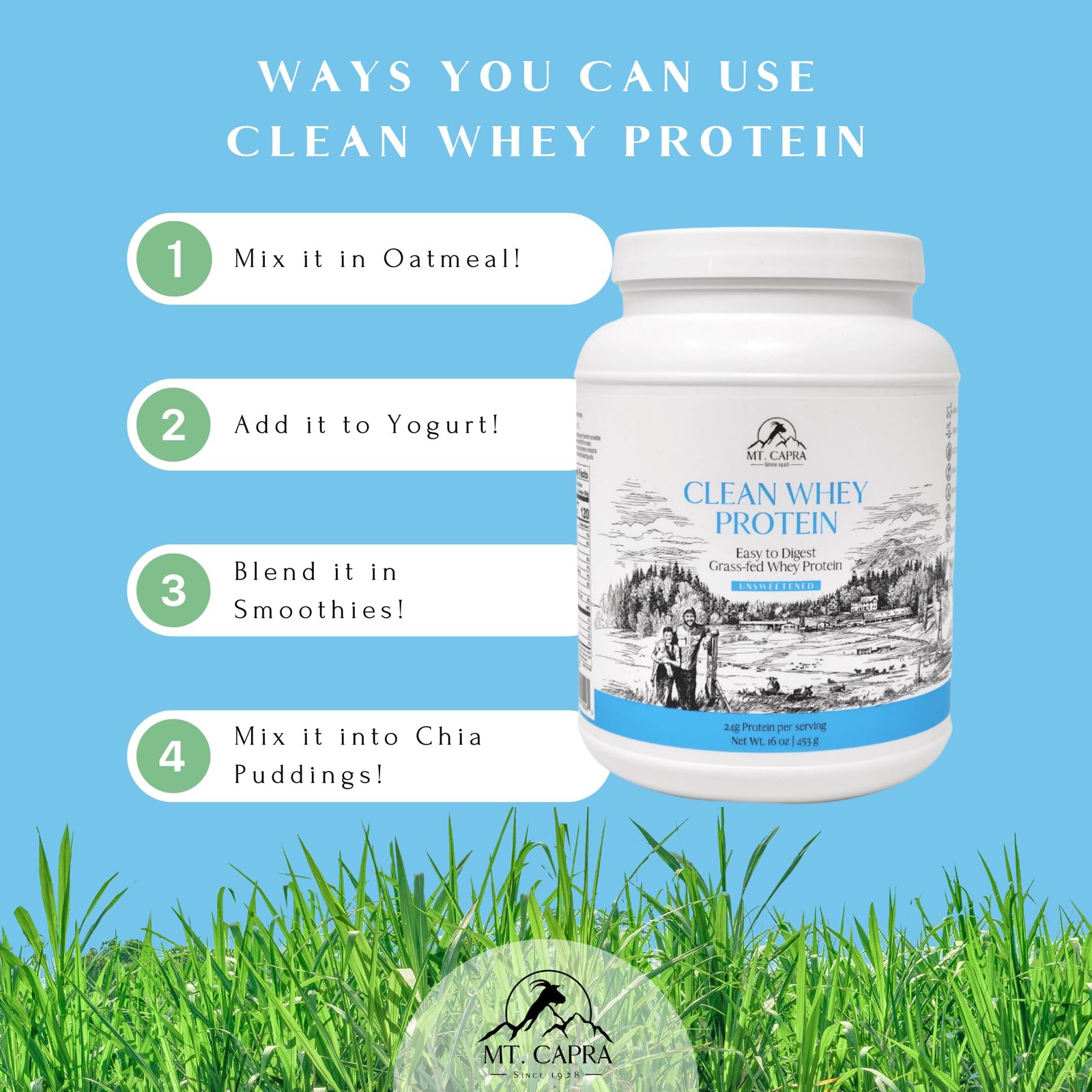 Clean Whey Protein | Grass-Fed Undenatured Goat Whey Protein Powder | 24 g Pr…