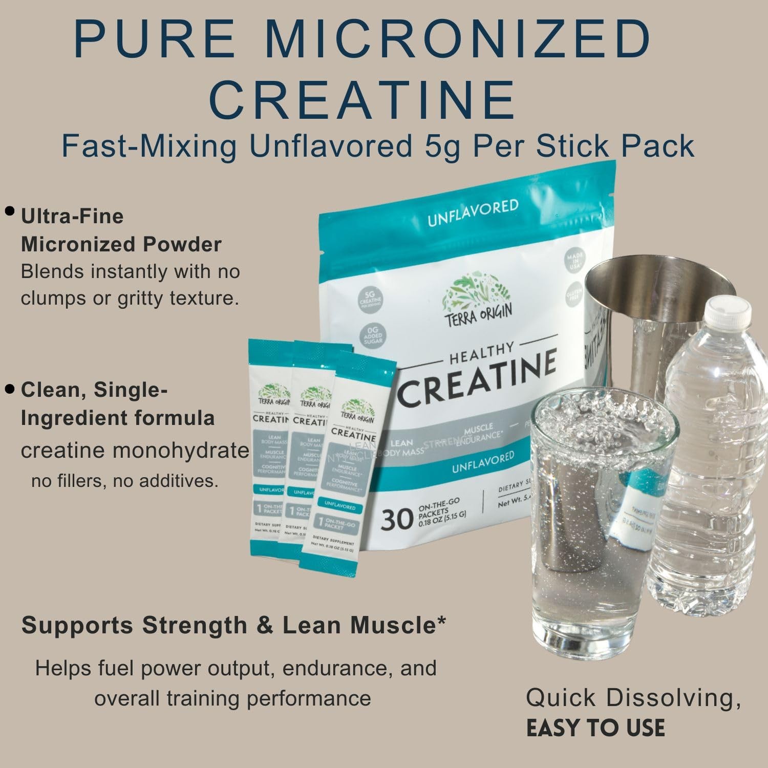 Healthy Creatine Micronized Monohydrate Powder | 30 Stick Packs | Support for…