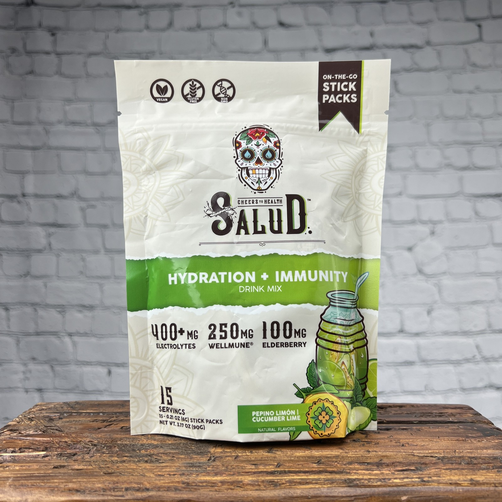 Salud Hydration+Immunity Electrolyte Drink Mix Pepino Limon, 15 Pack