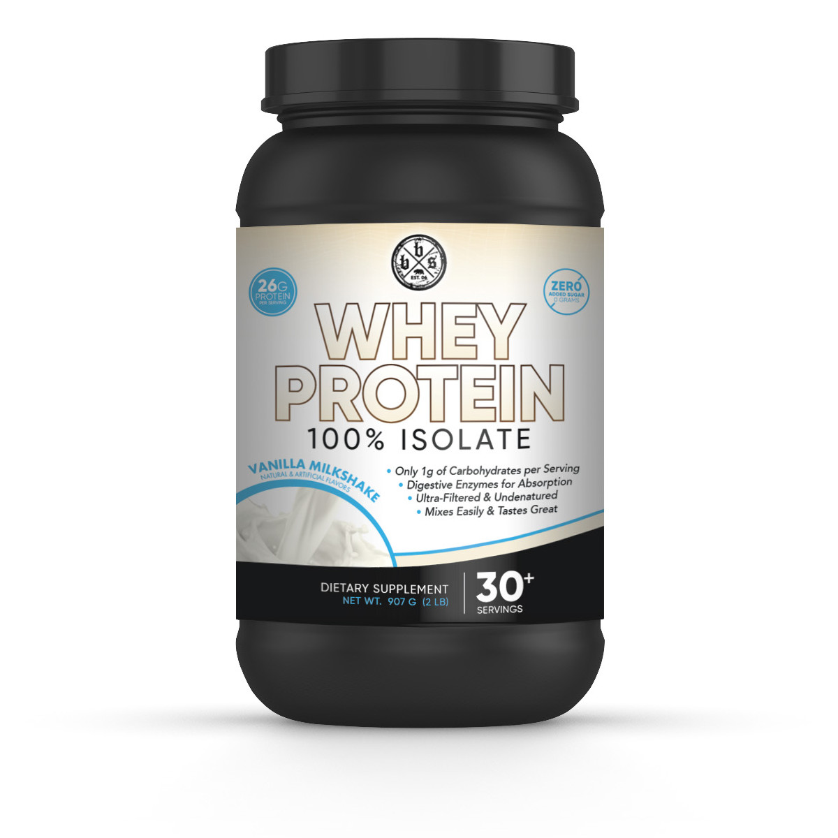 Whey Protein 100% Isolate – Vanilla Milkshake – 2lb – 30+ Servings