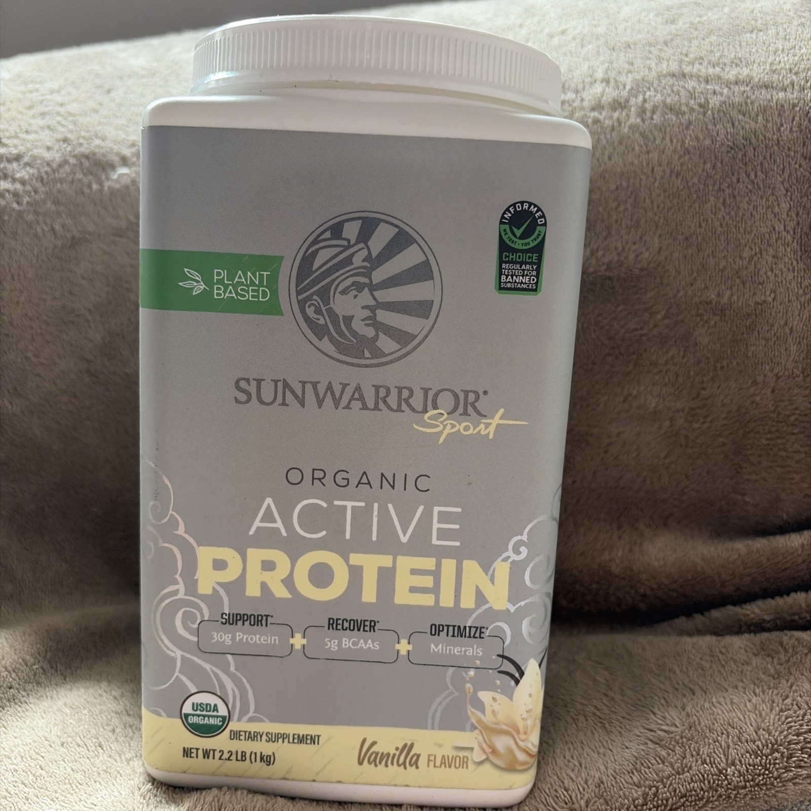 Sunwarrior Sport Organic Active Protein Vanilla 2.2lbs/1kg Exp6/26 No Return
