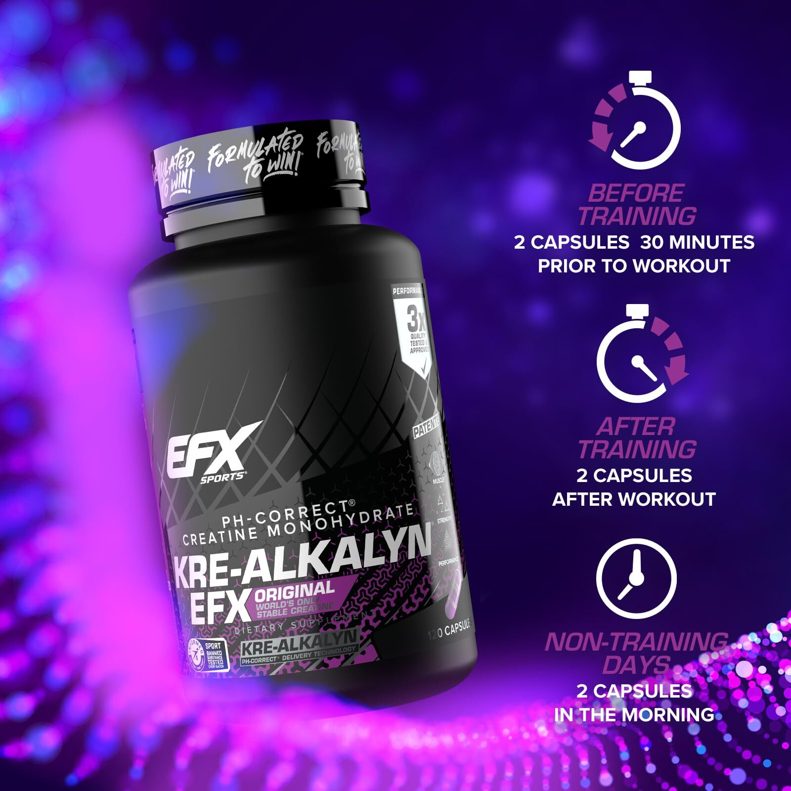 Kre Alkalyn EFX Creatine Capsules 120 Count pH Correct Muscle Gain Supplement