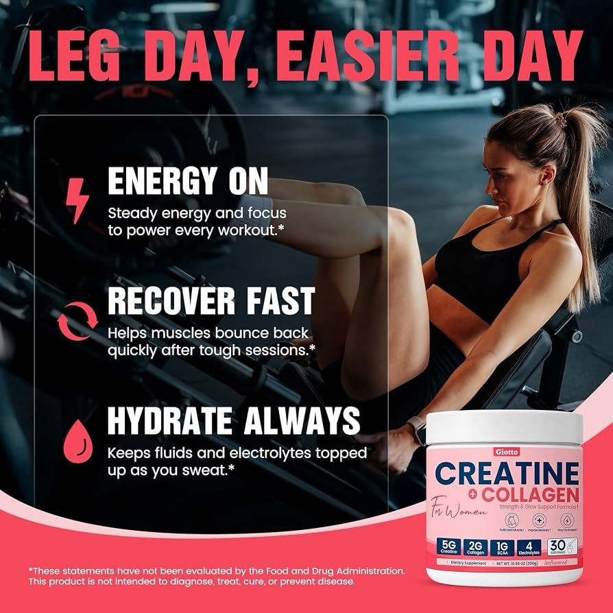 Creatine for Women, USP Grade Micronized Creatine Monohydrate Powder with Col…
