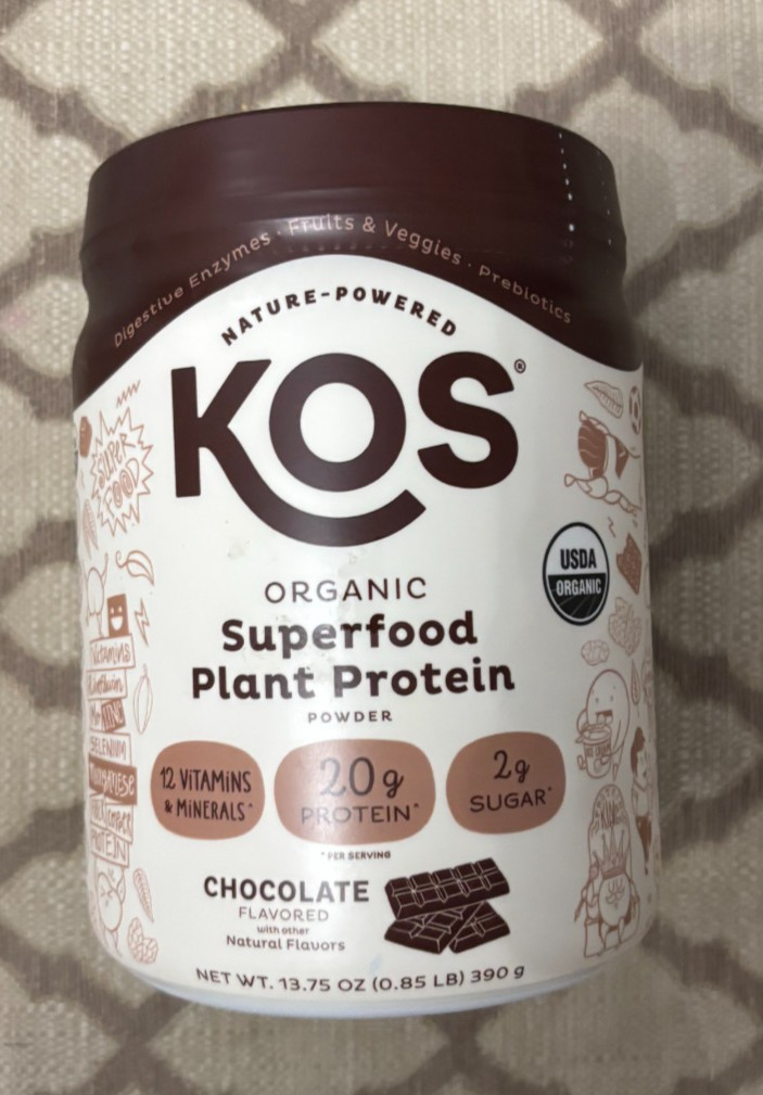 KOS Nature Powered Organic Plant Protein 20g Protein Chocolate Flavored 13.75 Oz