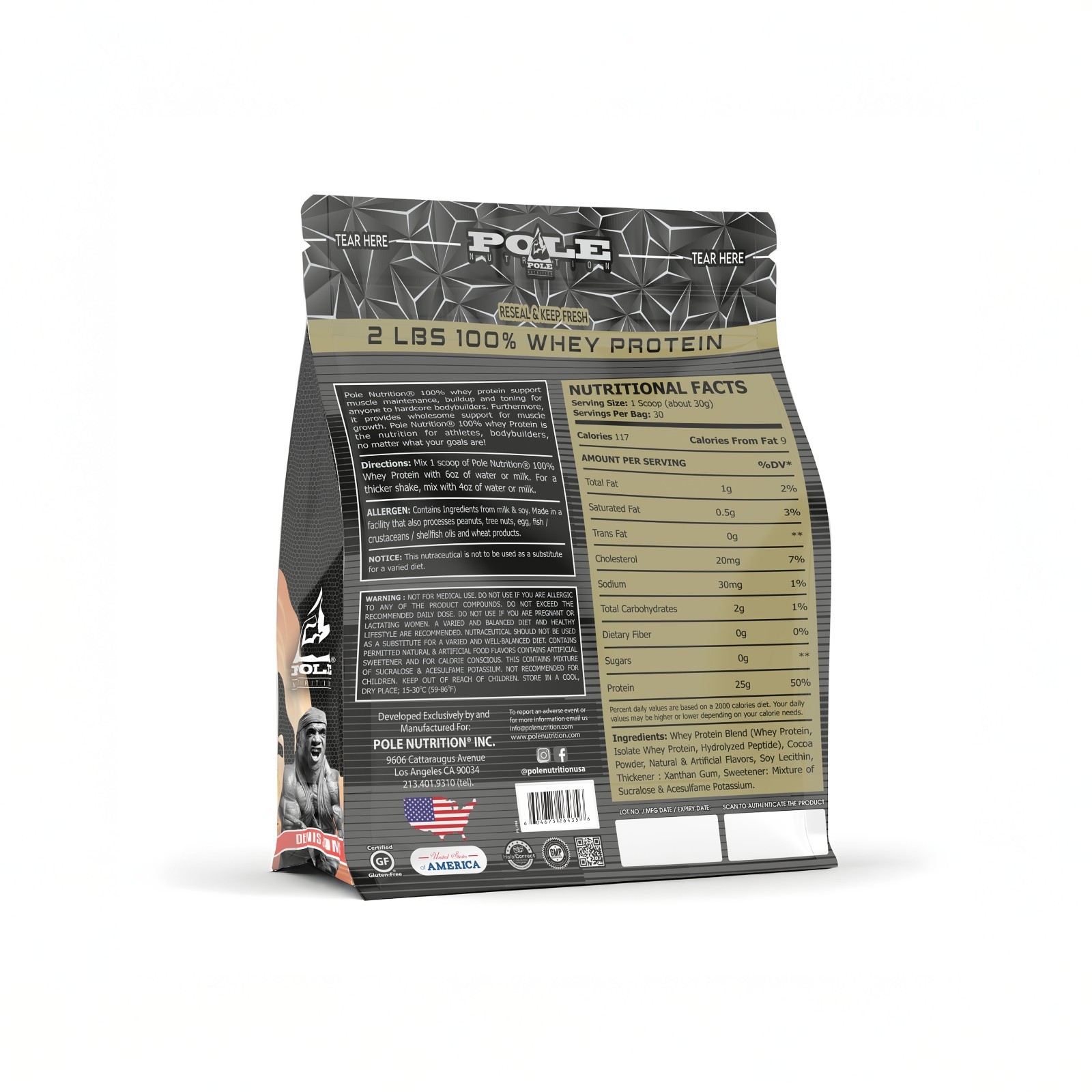 Pole Nutrition Whey protein High Protein Zero Sugar Lean Shake 2 lbs 30 Servings