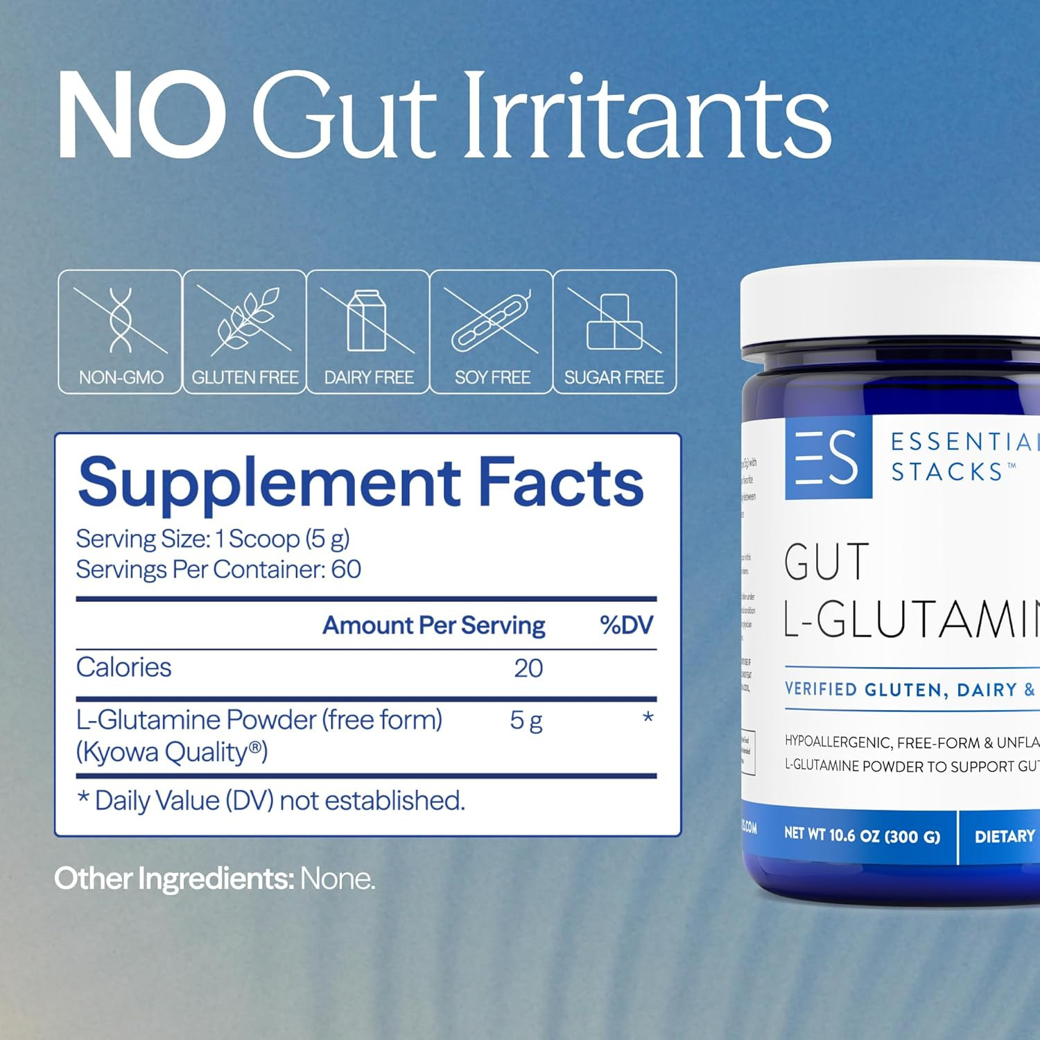 Gut L-Glutamine Powder – Exclusively Made in USA – Pure L Glutamine Powder for G