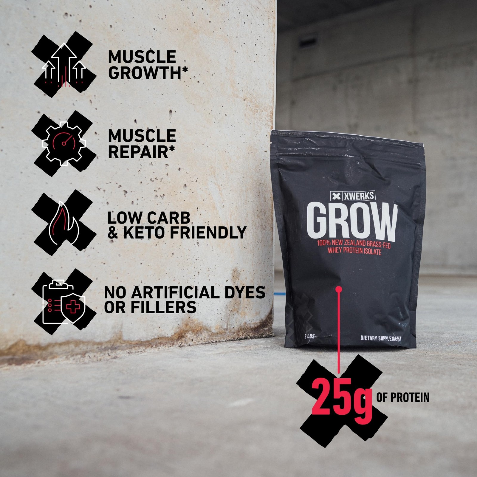 Grow Whey Protein Powder, 25g Pure Isolate Protein from New Zealand Vanilla, 30