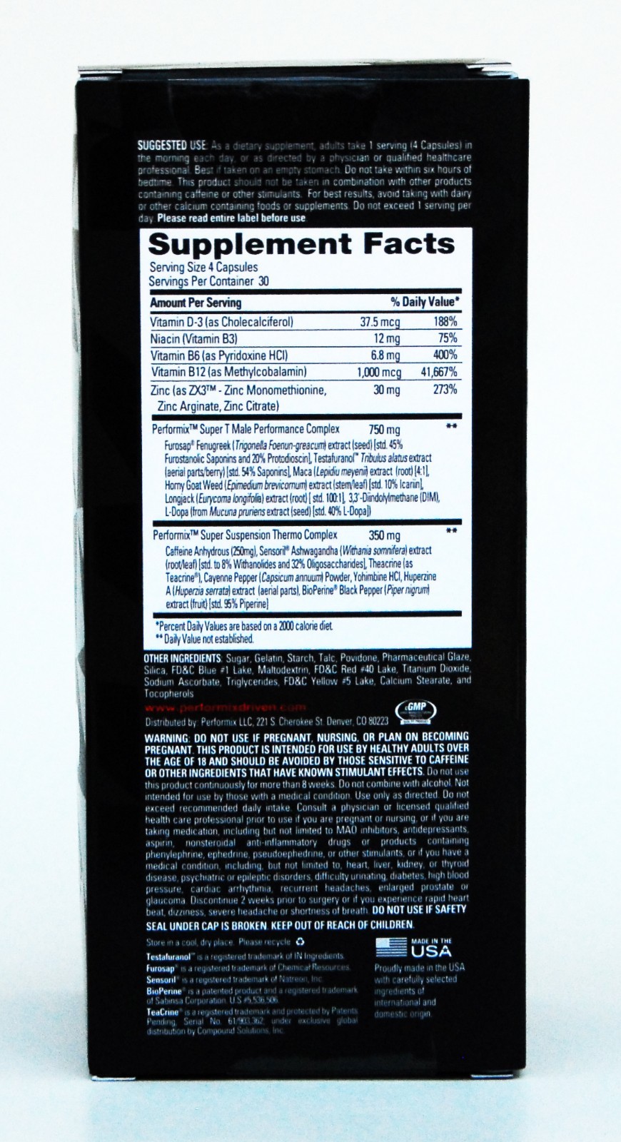 Performix Super Male T v2x, 120 capsules, thermogenic and energy enhancement