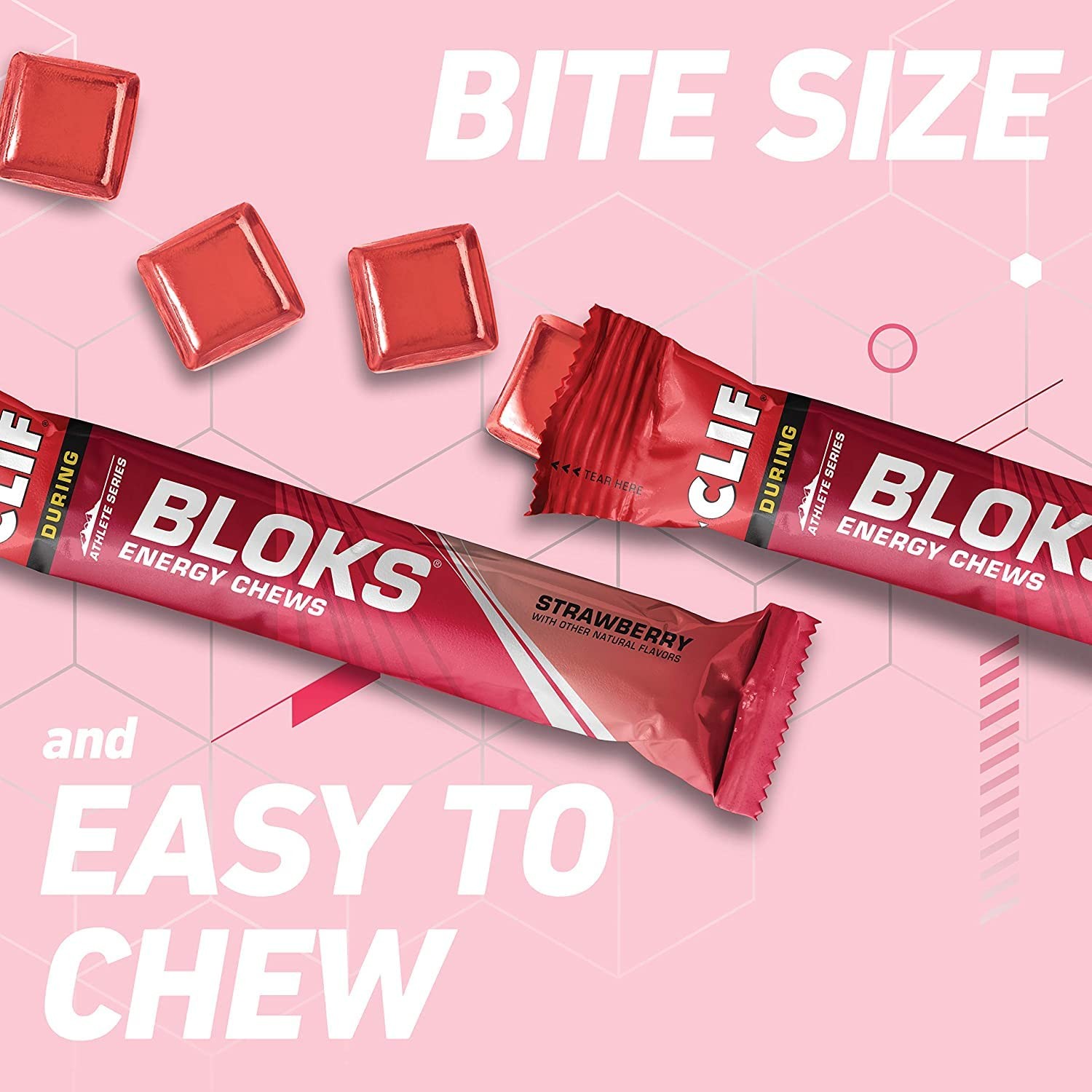 CLIF BLOKS – Energy Chews – Strawberry- Non-GMO – Plant 3 Count (Pack of 1)
