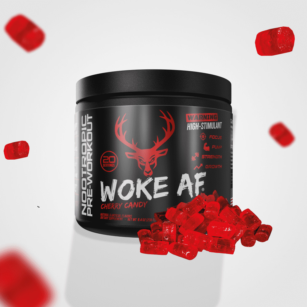 Bucked Up Woke AF Pre-Workout Powder, Increased Energy, Cherry Candy