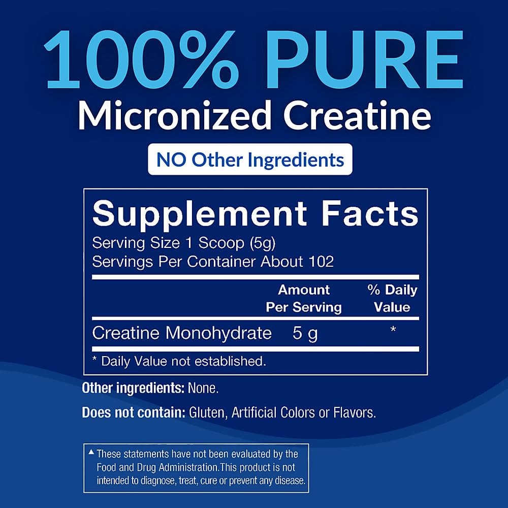 BodyTech Creatine Monohydrate Powder, Unflavored Micronized Creatine Formula for