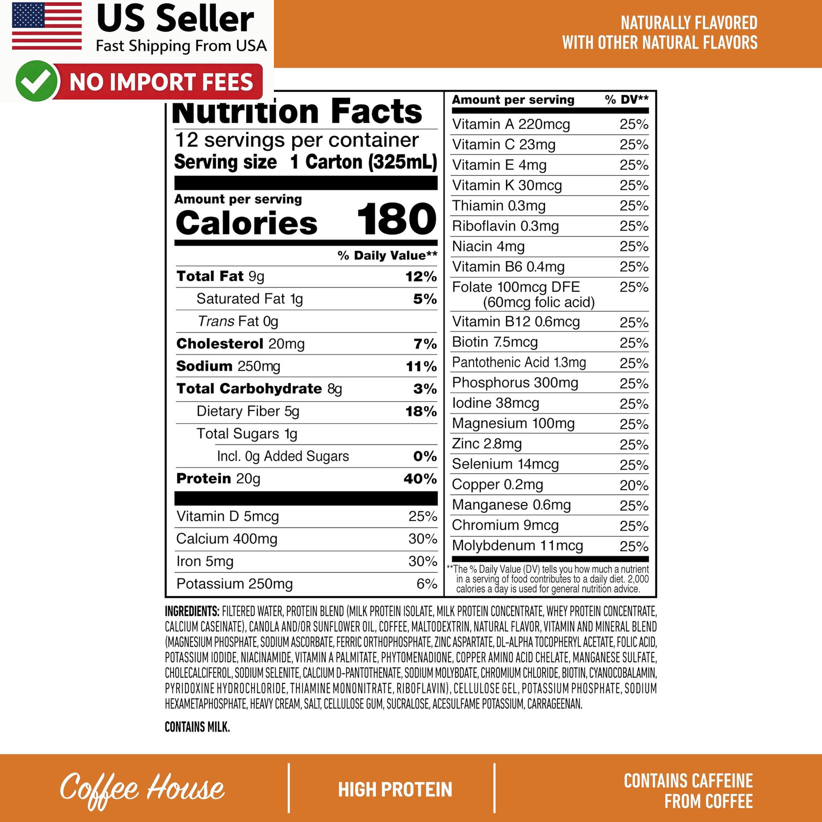 SlimFast Protein Shake Caramel Macchiato 12 Pack 20g FROM USA