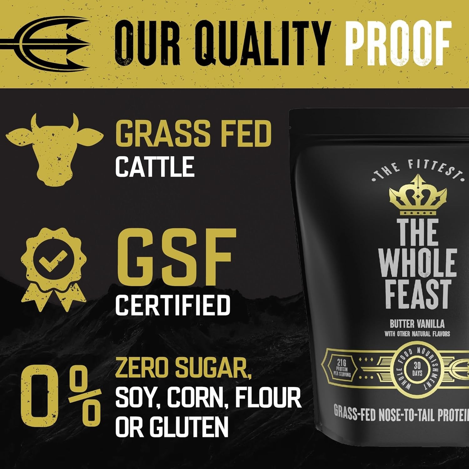 New Grass Fed Beef Protein Powder Butter Vanilla 21g Protein Collagen