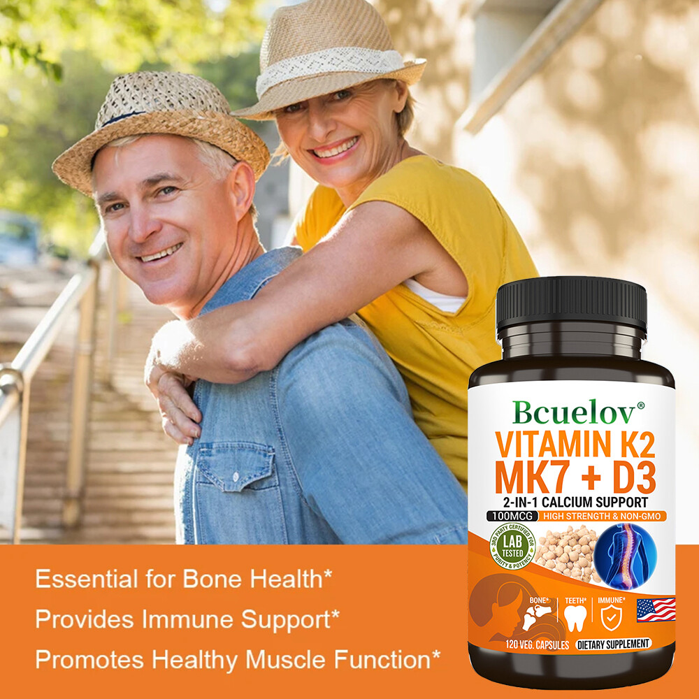 VITAMIN K2 MK7 + D3 2-IN-1 CALCIUM SUPPORT 100MCG HIGH STRENGTH & NON-GMO