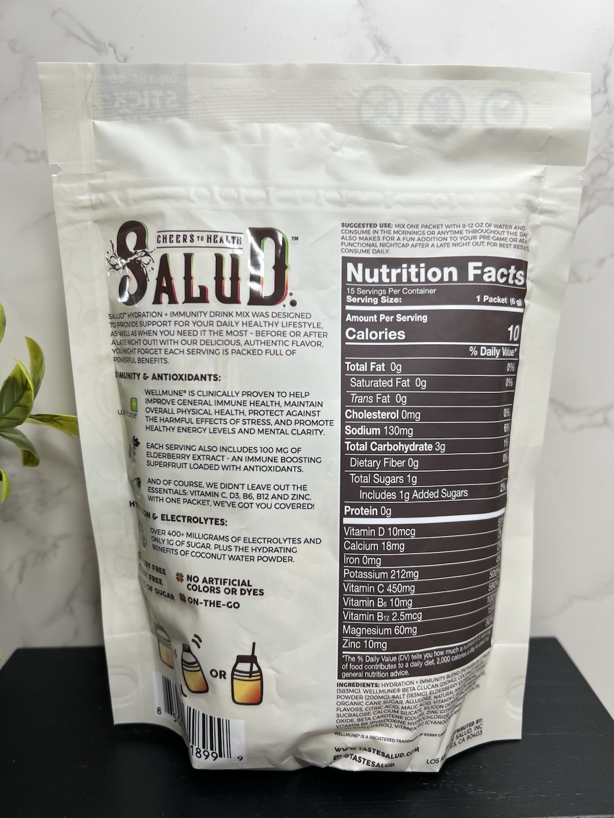 Salud Hydration+Immunity Electrolyte Drink Mix Vegan Exp 05/28