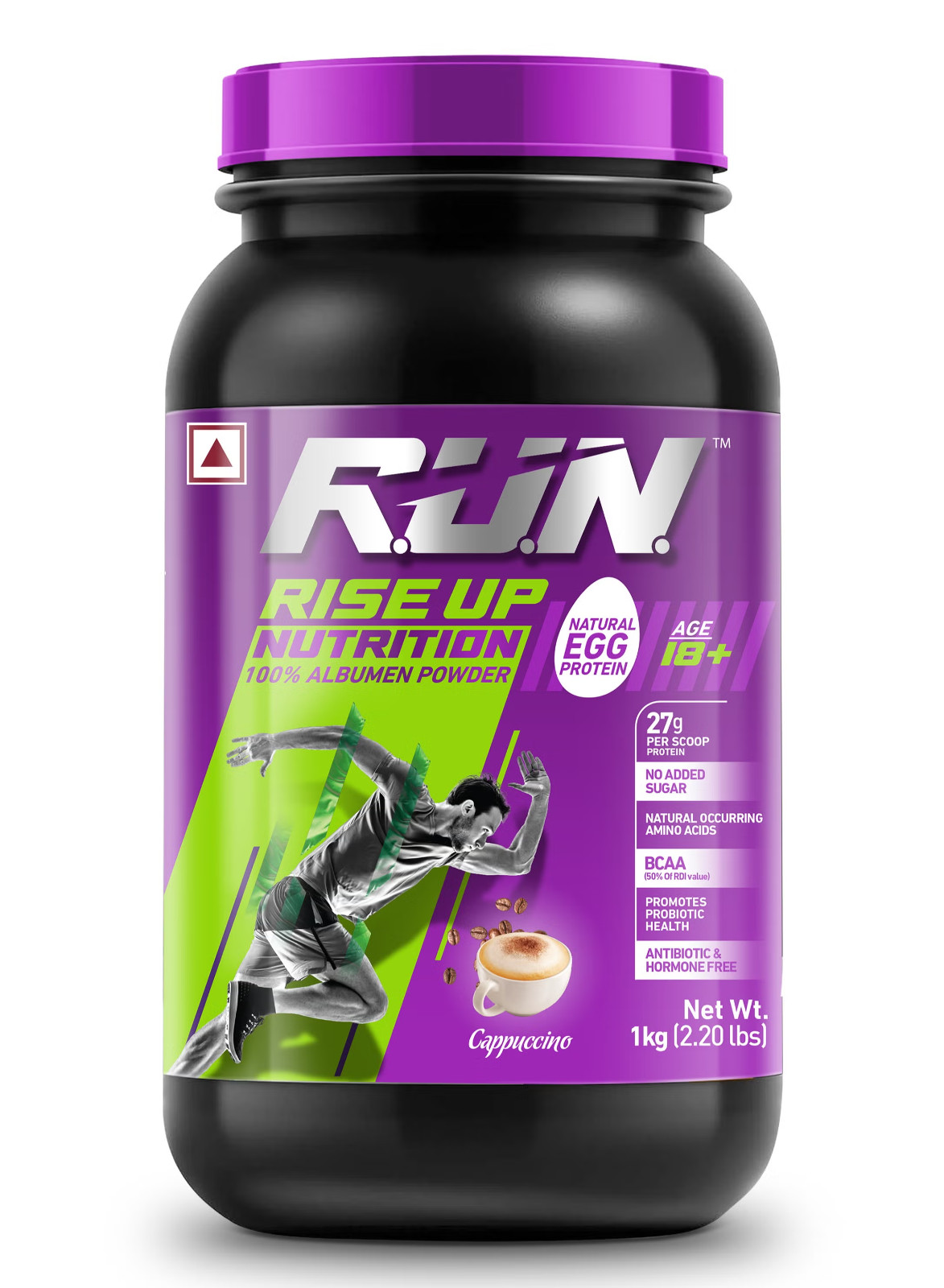 RUN Natural Egg White Protein Powder, 27g Protein, Lactose Free, 2.20 lbs/1 kg
