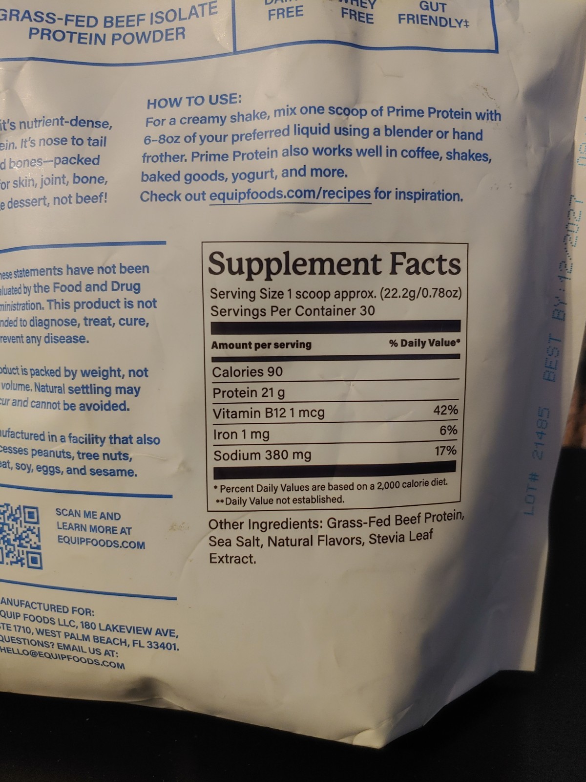 Equip Prime Protein, Salted Caramel, 21g Protein Per Scoop