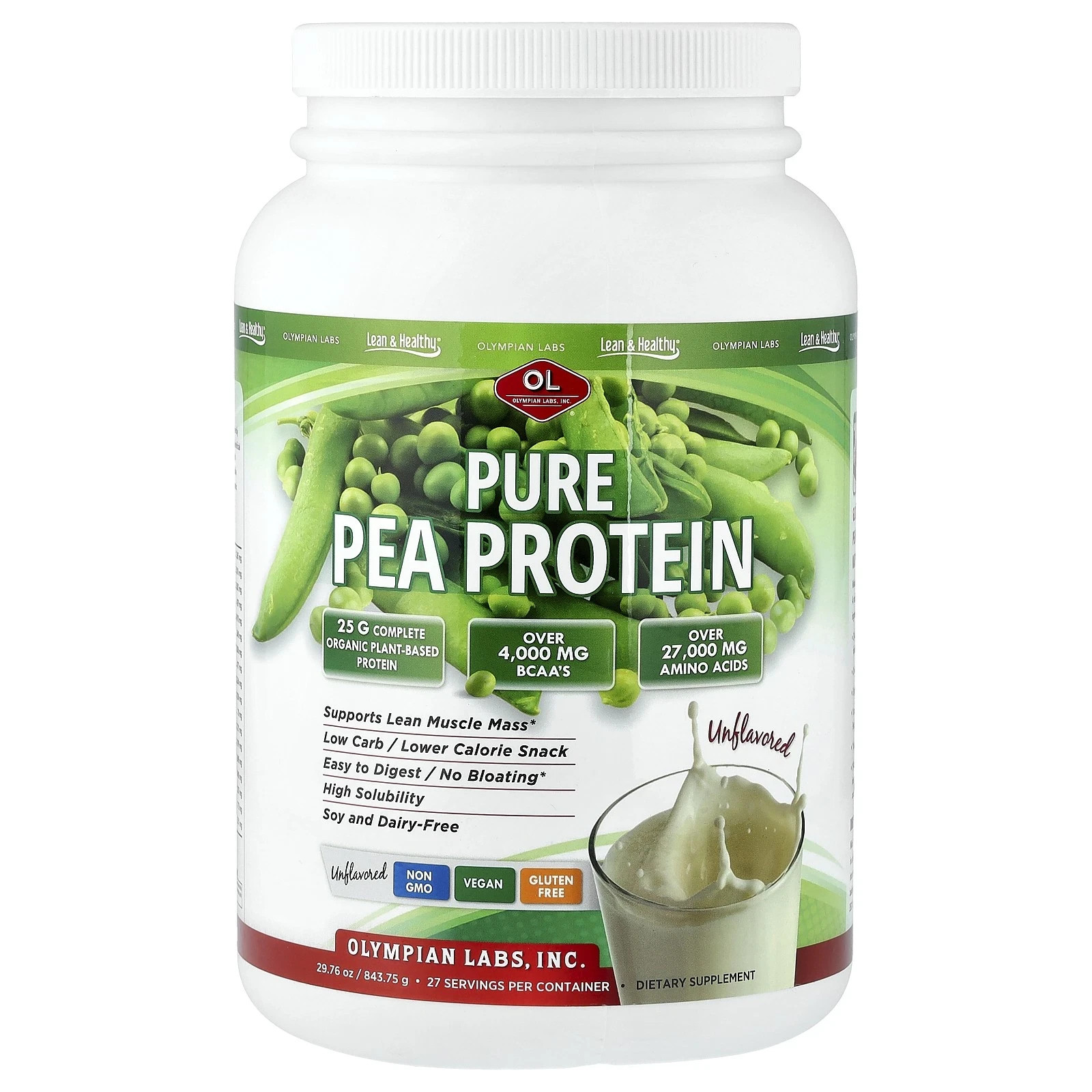 Olympian Labs Pea Protein Unflavored 843.75 grams Each (Pack of 3)