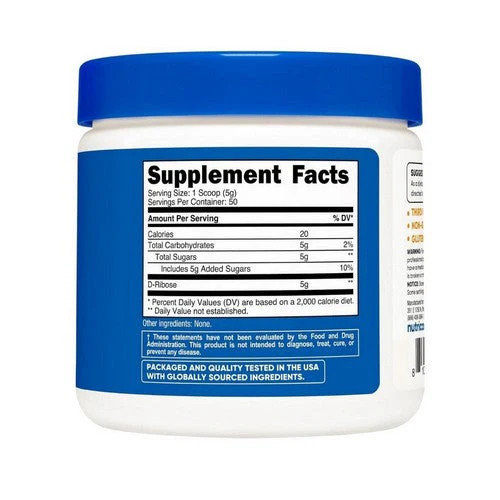 D-Ribose Unflavoured 250 Grams by Nutricost