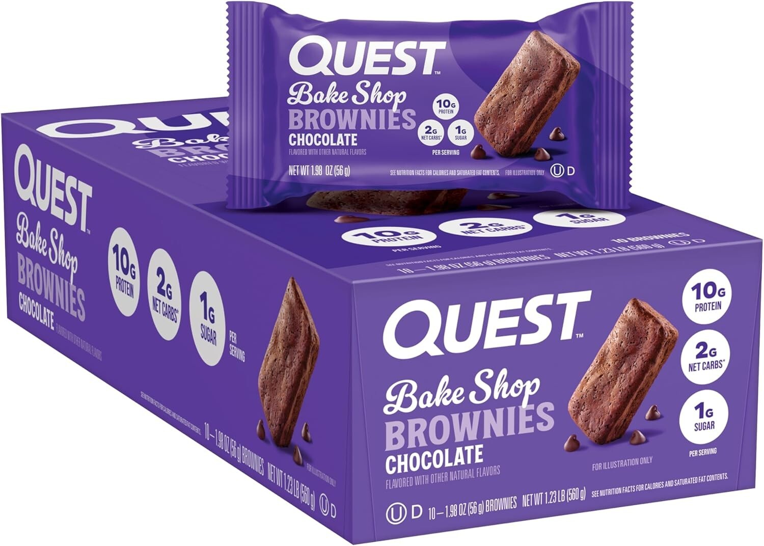 Quest Bake Shop Chocolate Brownies – 10g Protein, 2g Carbs, 1g Sugar, 10 Count