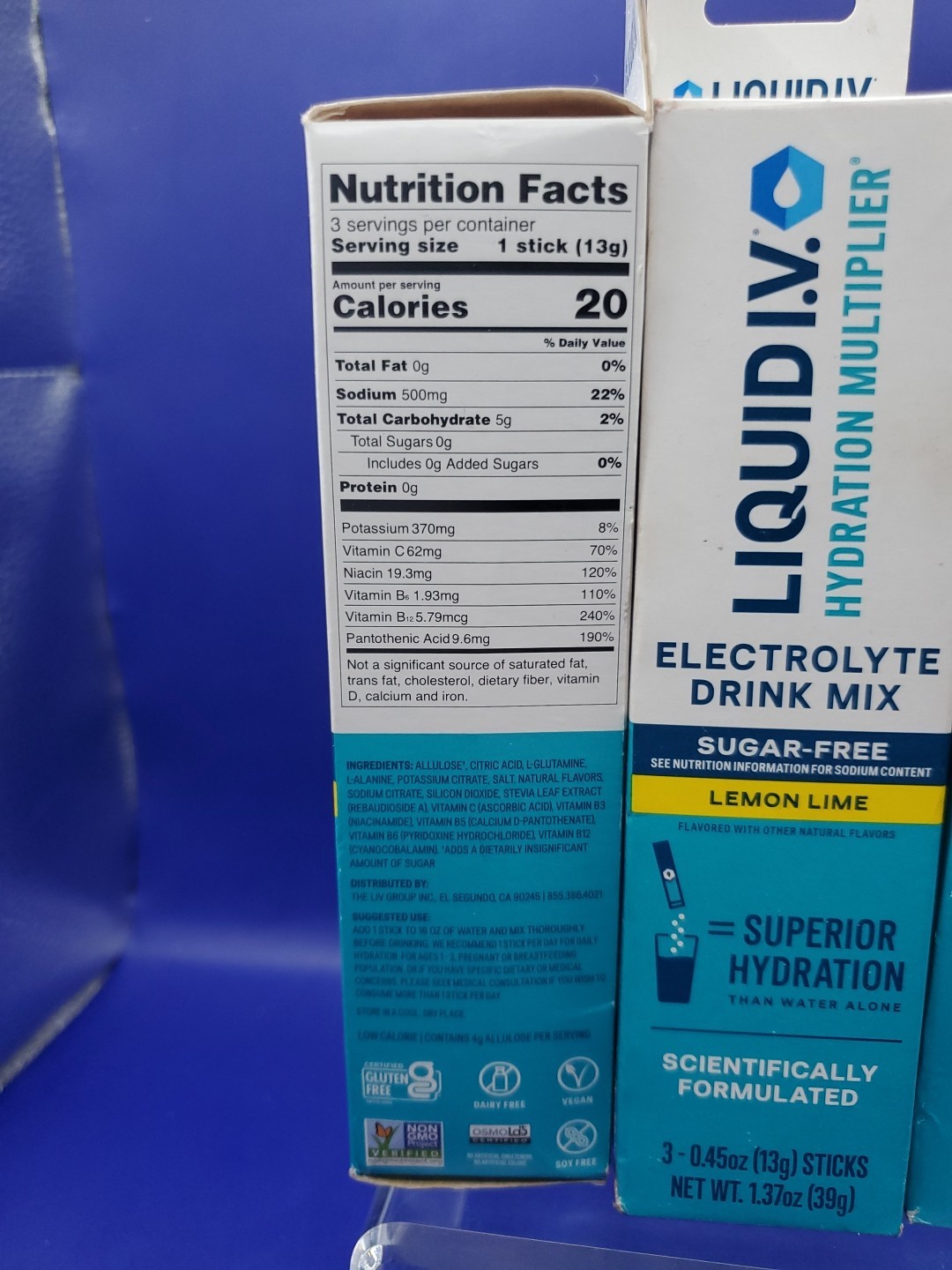 3 Pack Liquid I.V. Hydration Multiplier Electrolyte Drink Mix Lemon-Lime 3ct Ea.