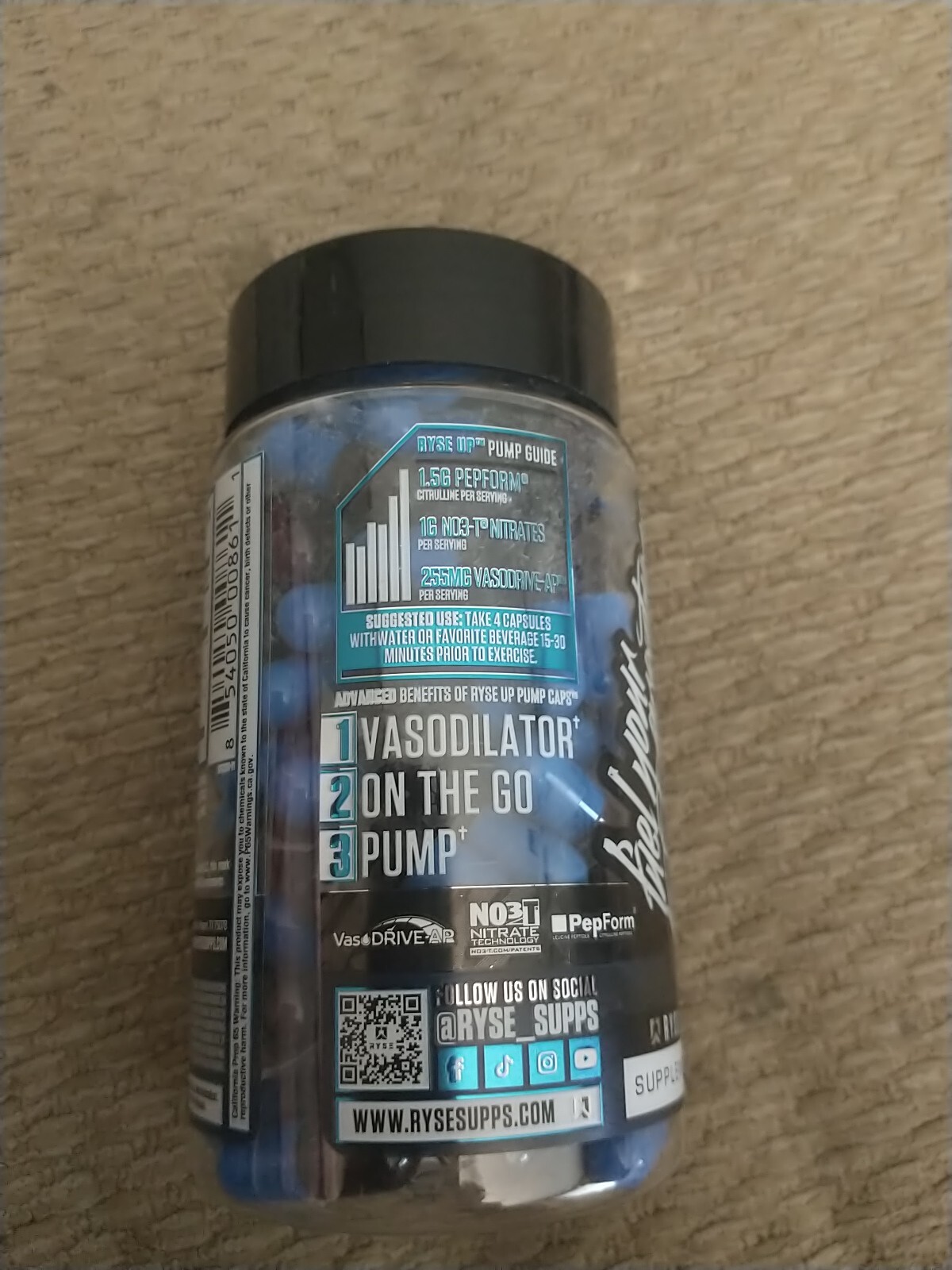 RYSE Supplements Project: Blackout Pump Cap Max, 30 Servings, 120 Capsules, New