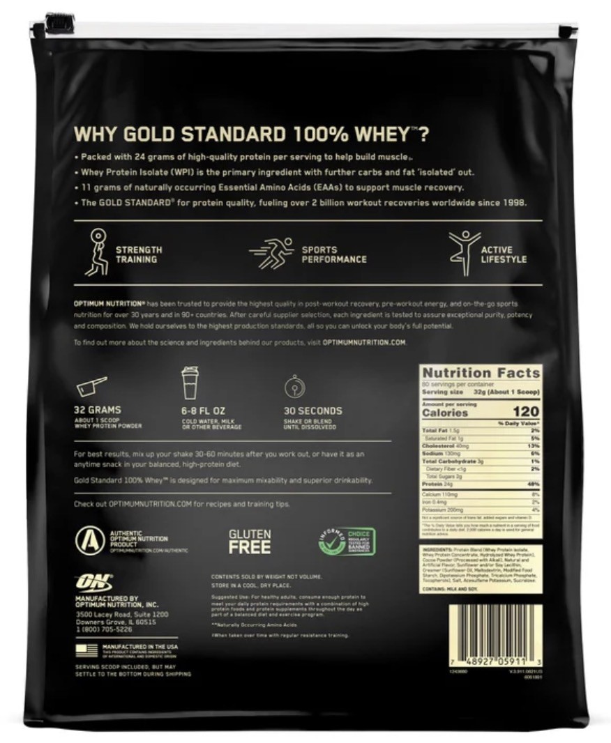 Optimum Nutrition Gold Standard Whey Protein Powder-Vanilla Ice Cream 5.47lb