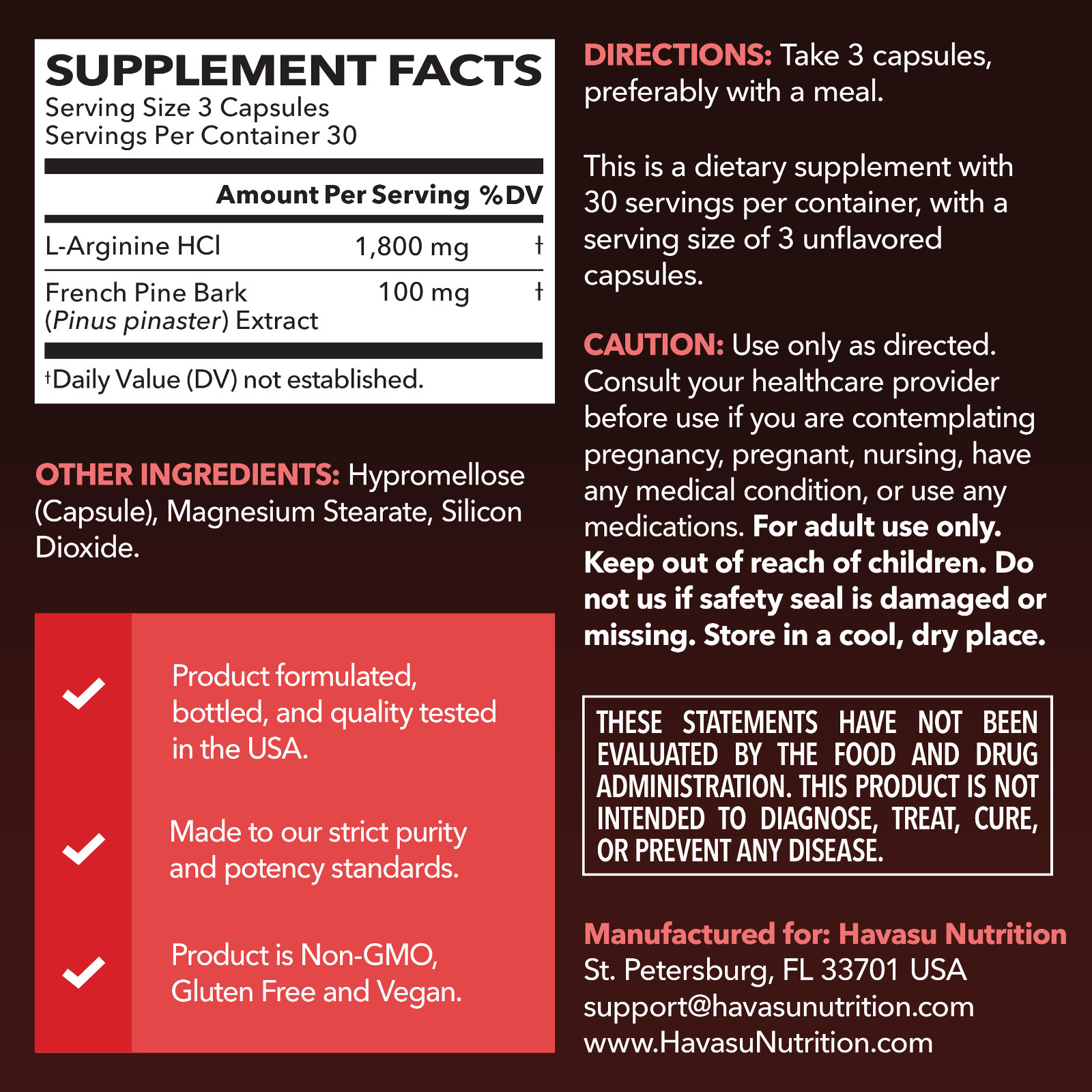 L Arginine French Pine Bark 1800mg L-Arginine Pills for Men Boost Circulation 90