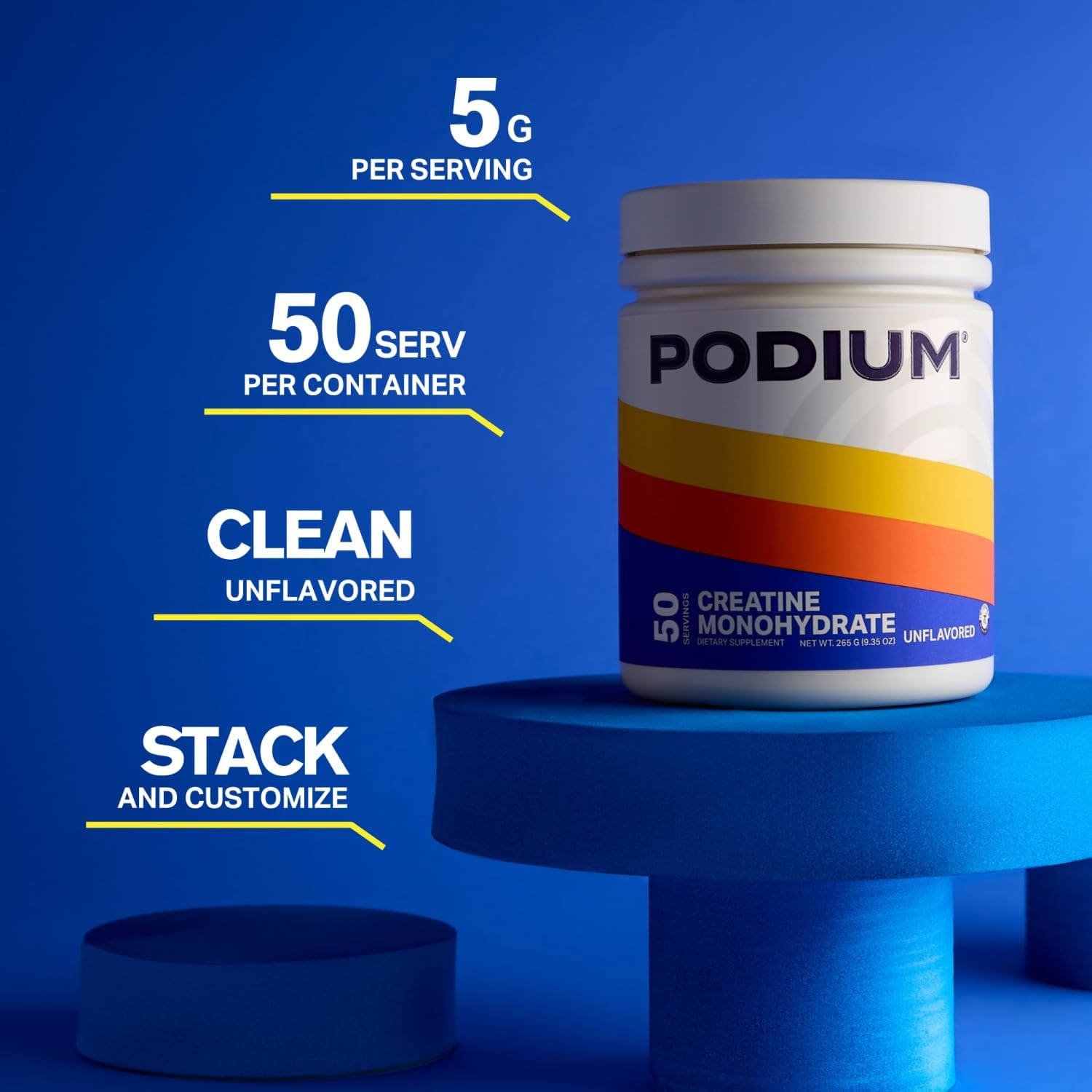 Podium Nutrition, Solos | Creatine Monohydrate, 50 Servings, Unflavored Exp 3/27