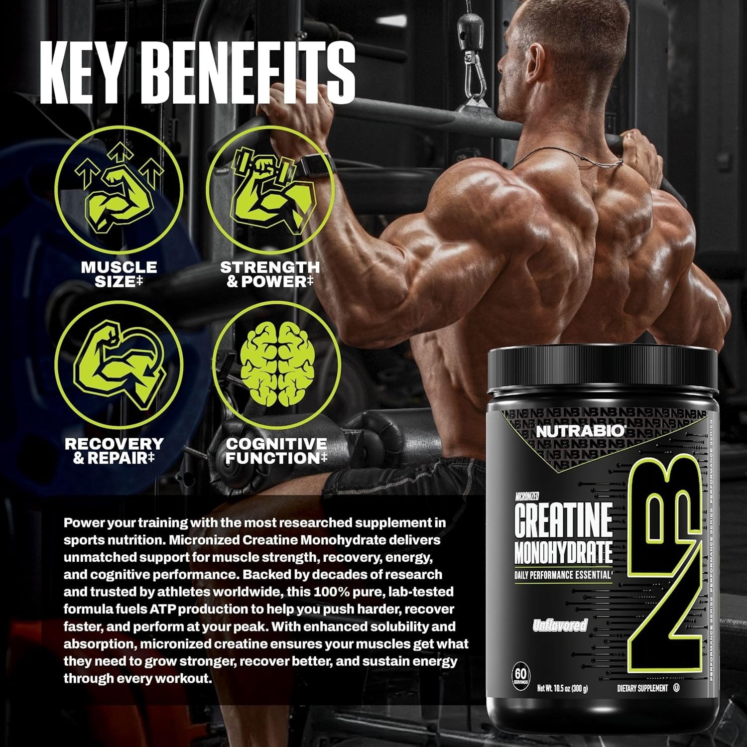 Unflavored Pure Creatine Monohydrate – 300g for Strength & Enhanced Recovery