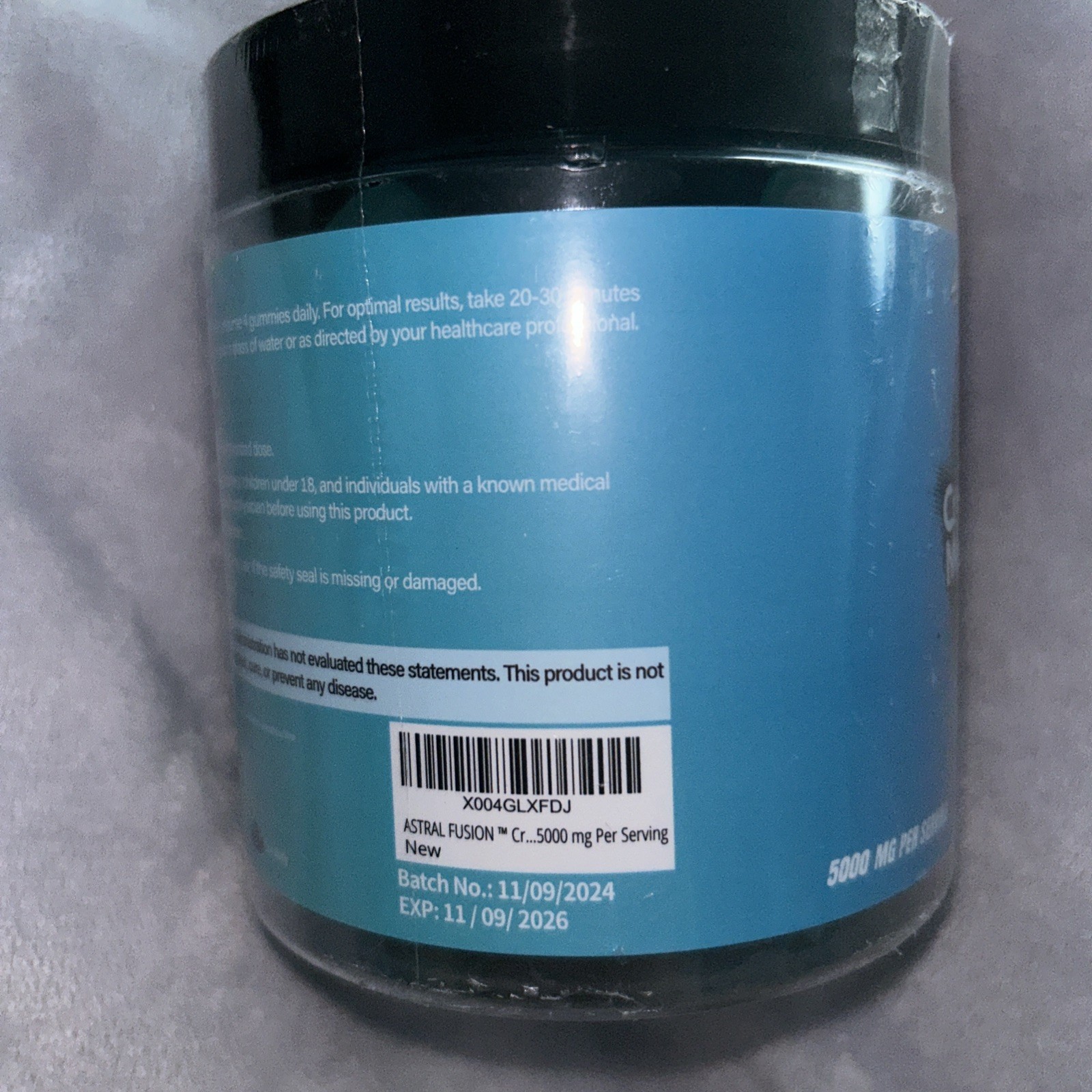 Creatine Monohydrate Halal Gummies Blueberry 5000mg,120 Vegan Sugar/Gluten Free