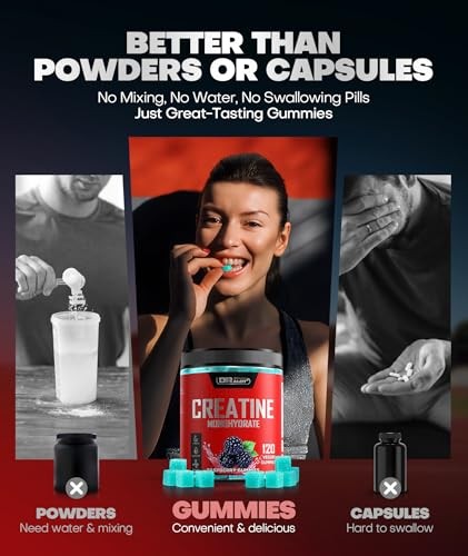 Creatine Monohydrate Gummies 5000mg Energy Muscle Recovery Pre-Workout